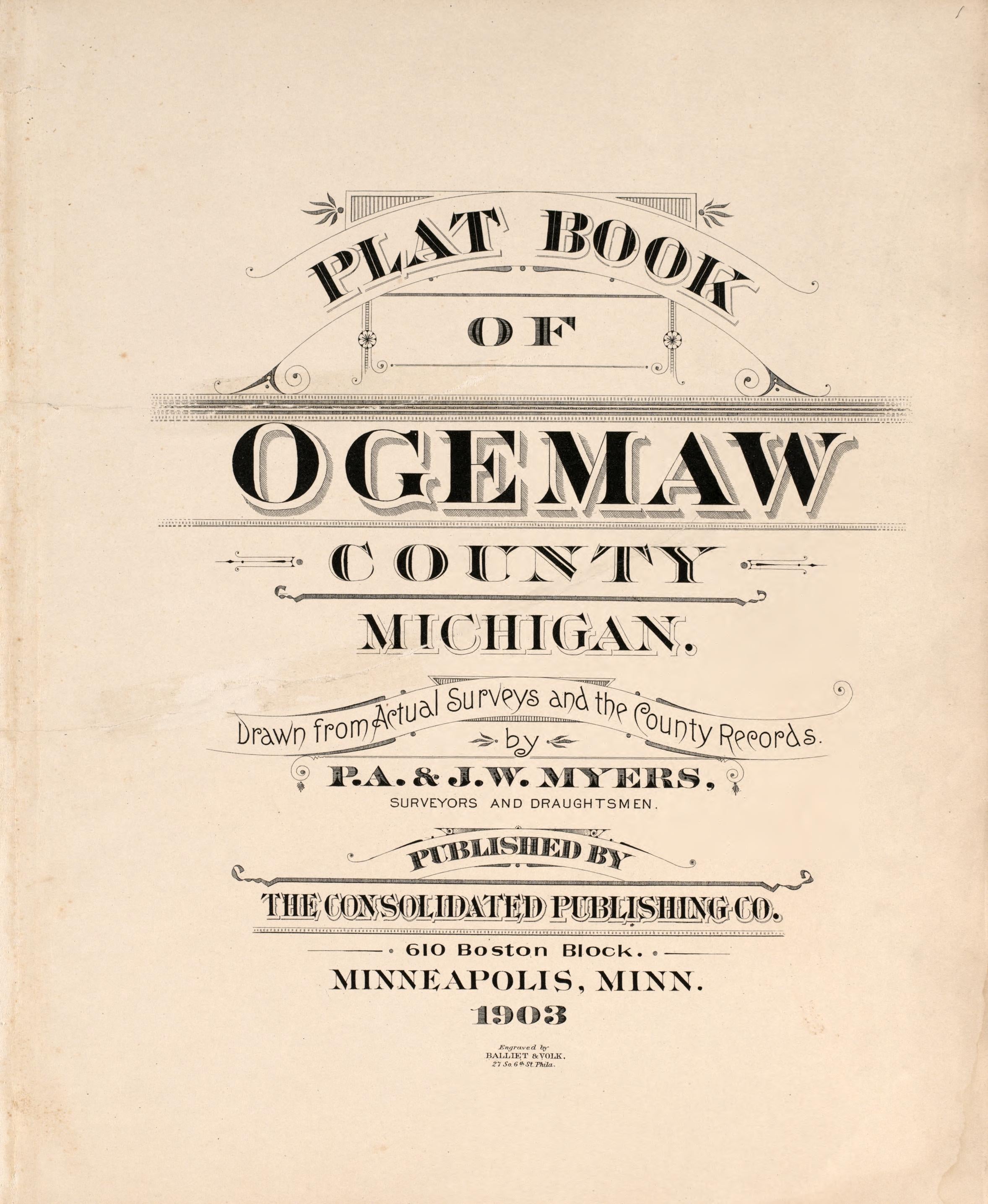 Title Sheet from Plat Book of Ogemaw County, Michigan 1903 by Relic Map Company