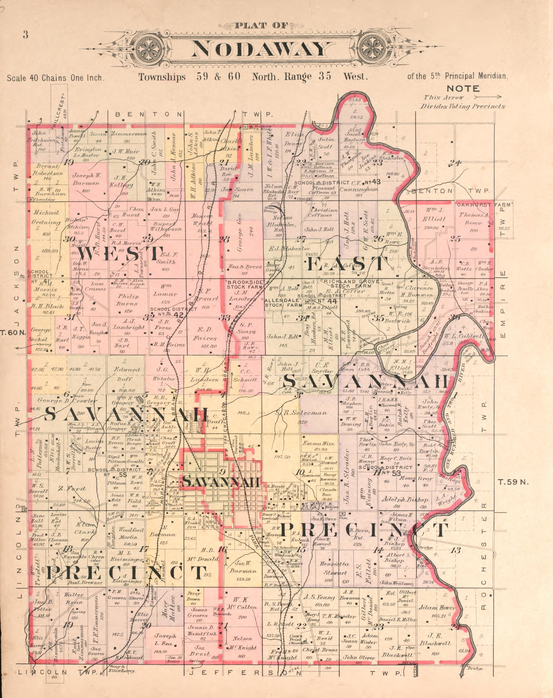 Nodaway from Plat Book of Andrew County, Missouri 1909 by Relic Map Company