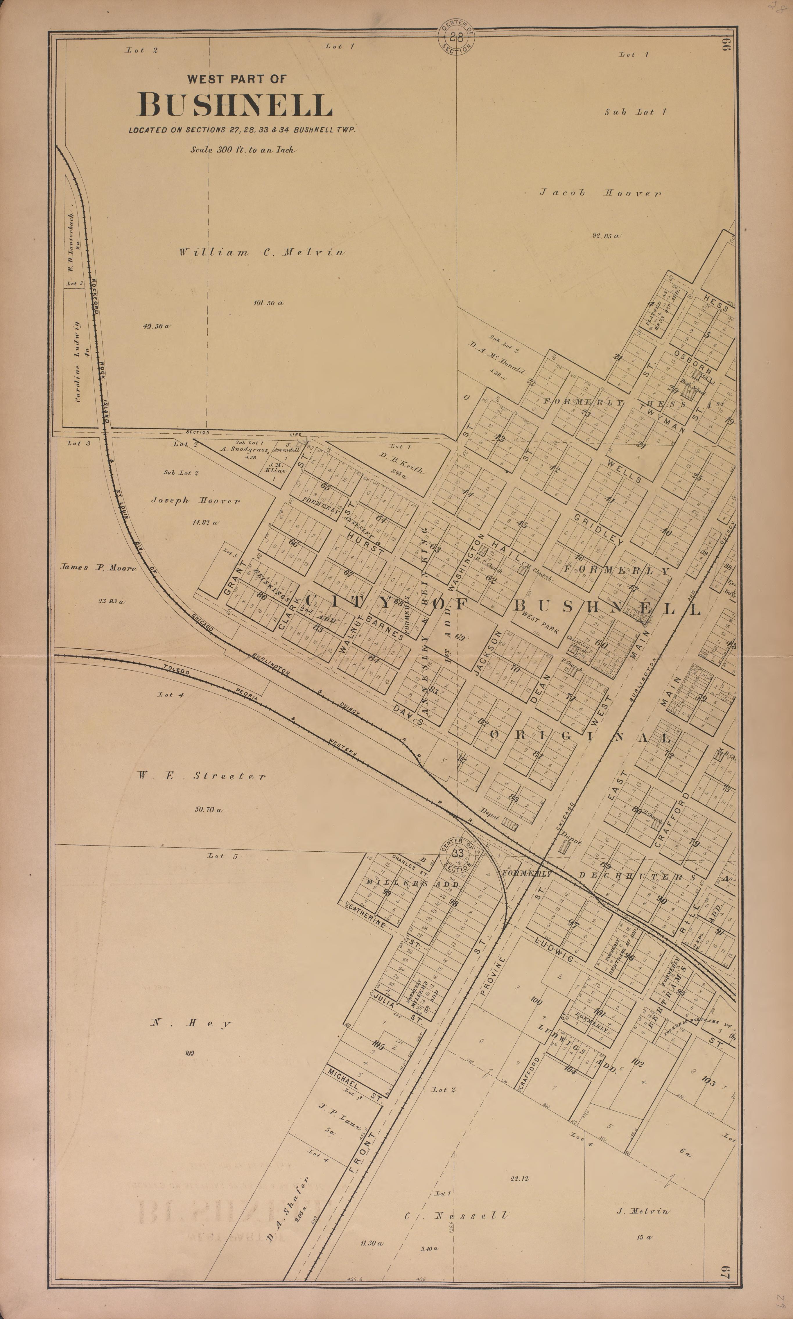 This old map of Illinois, McDonough County, was created by Balliet & Volk|Bourquin, F. (Frederick)|Geo. A. Ogle & Co|Occidental Publishing Company in 1893