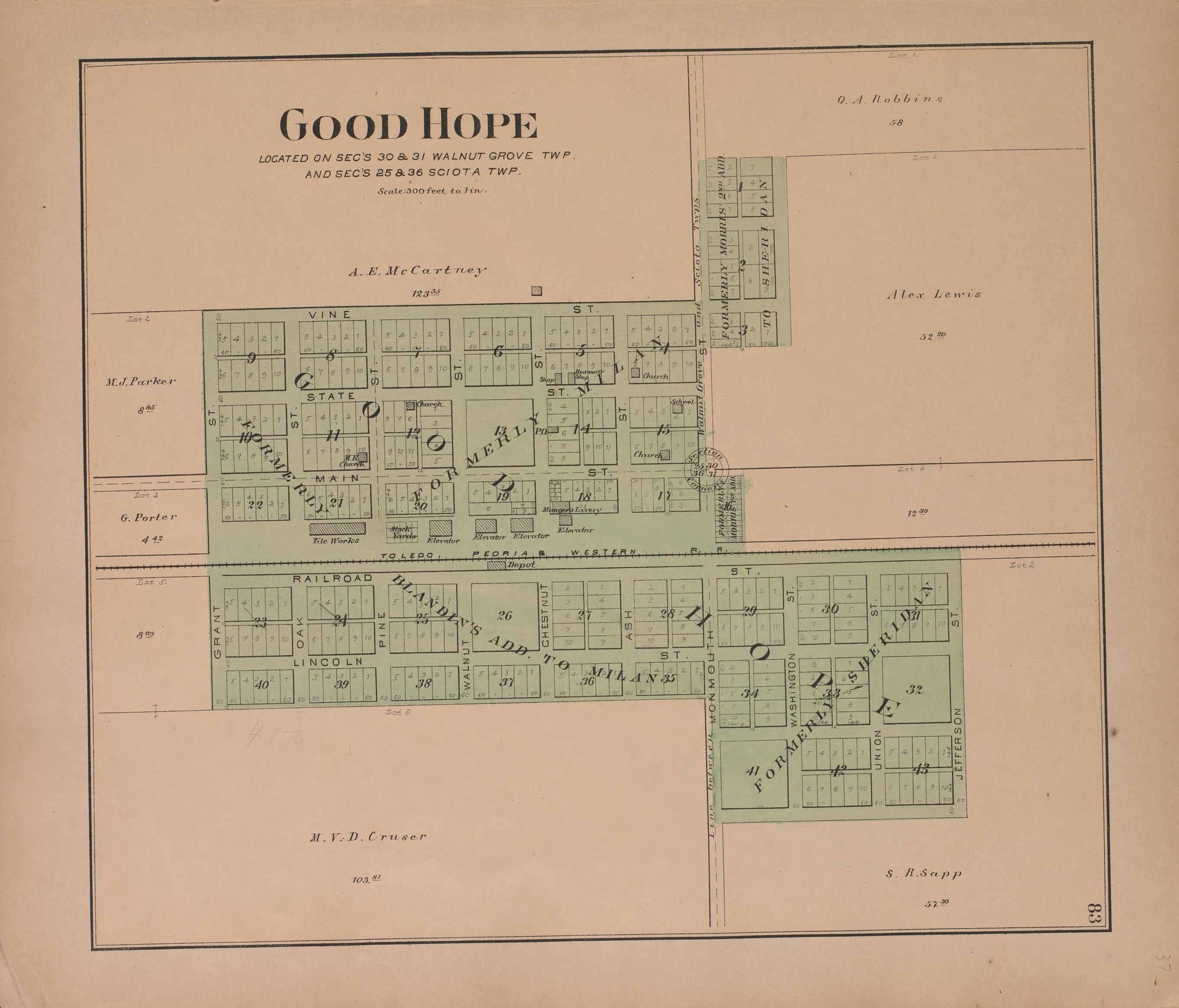 This old map of Illinois, McDonough County, was created by Balliet & Volk|Bourquin, F. (Frederick)|Geo. A. Ogle & Co|Occidental Publishing Company in 1893