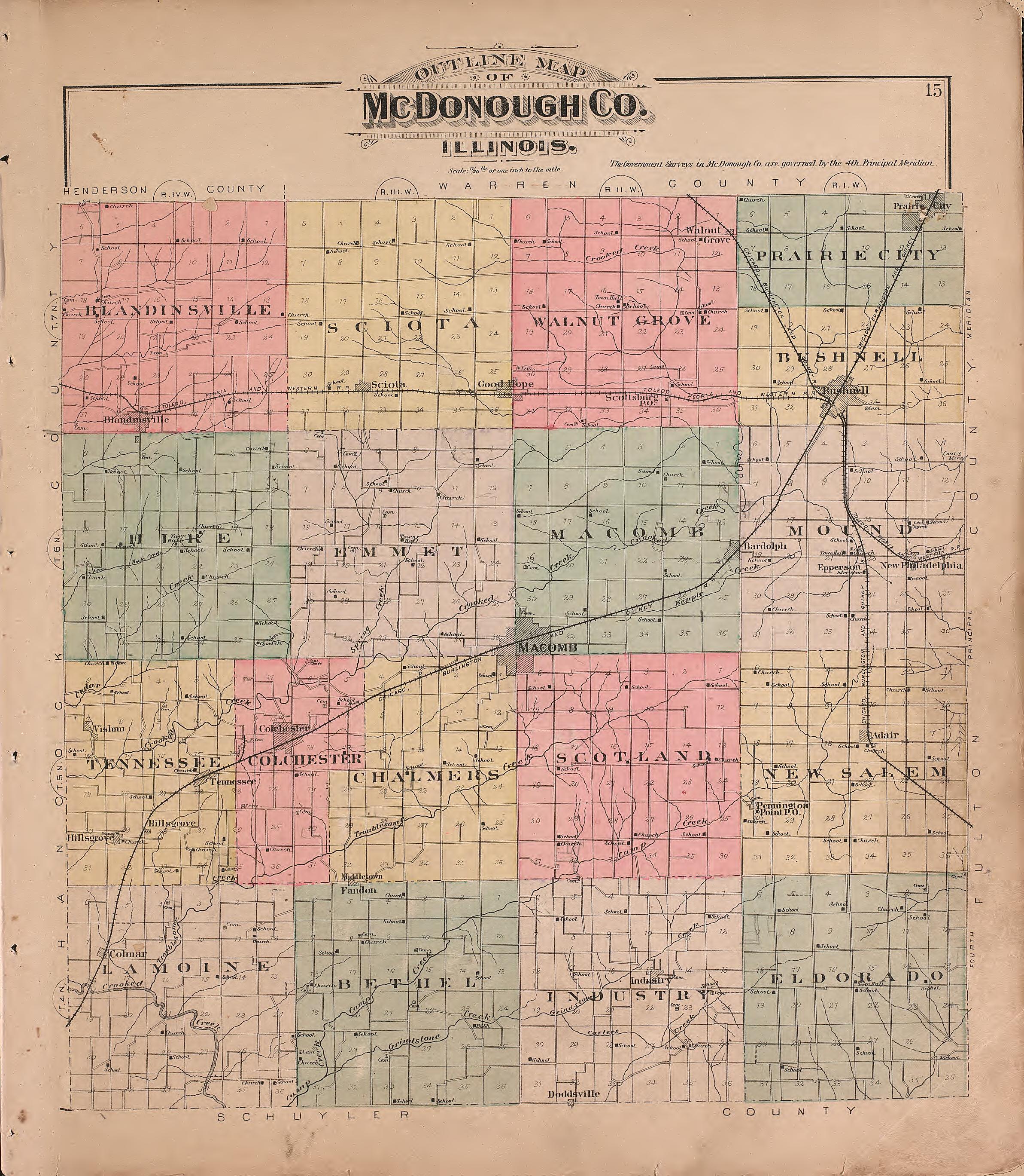 This old map of Illinois, McDonough County, was created by Balliet & Volk|Bourquin, F. (Frederick)|Geo. A. Ogle & Co|Occidental Publishing Company in 1893