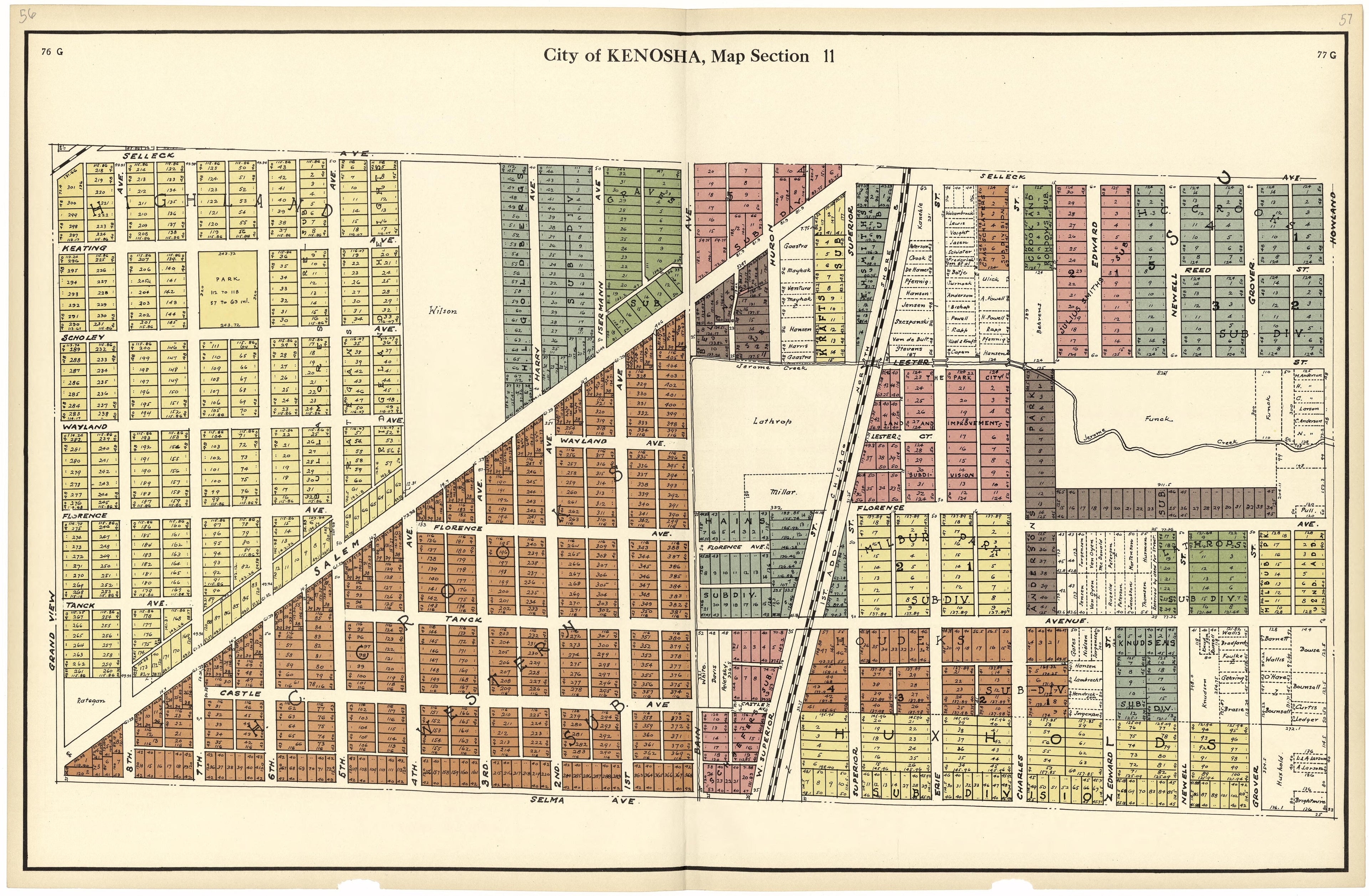 City of Kenosha, Map Section 11 from Plat Book of Racine and Kenosha Counties, Wisconsin 1924 by Relic Map Company