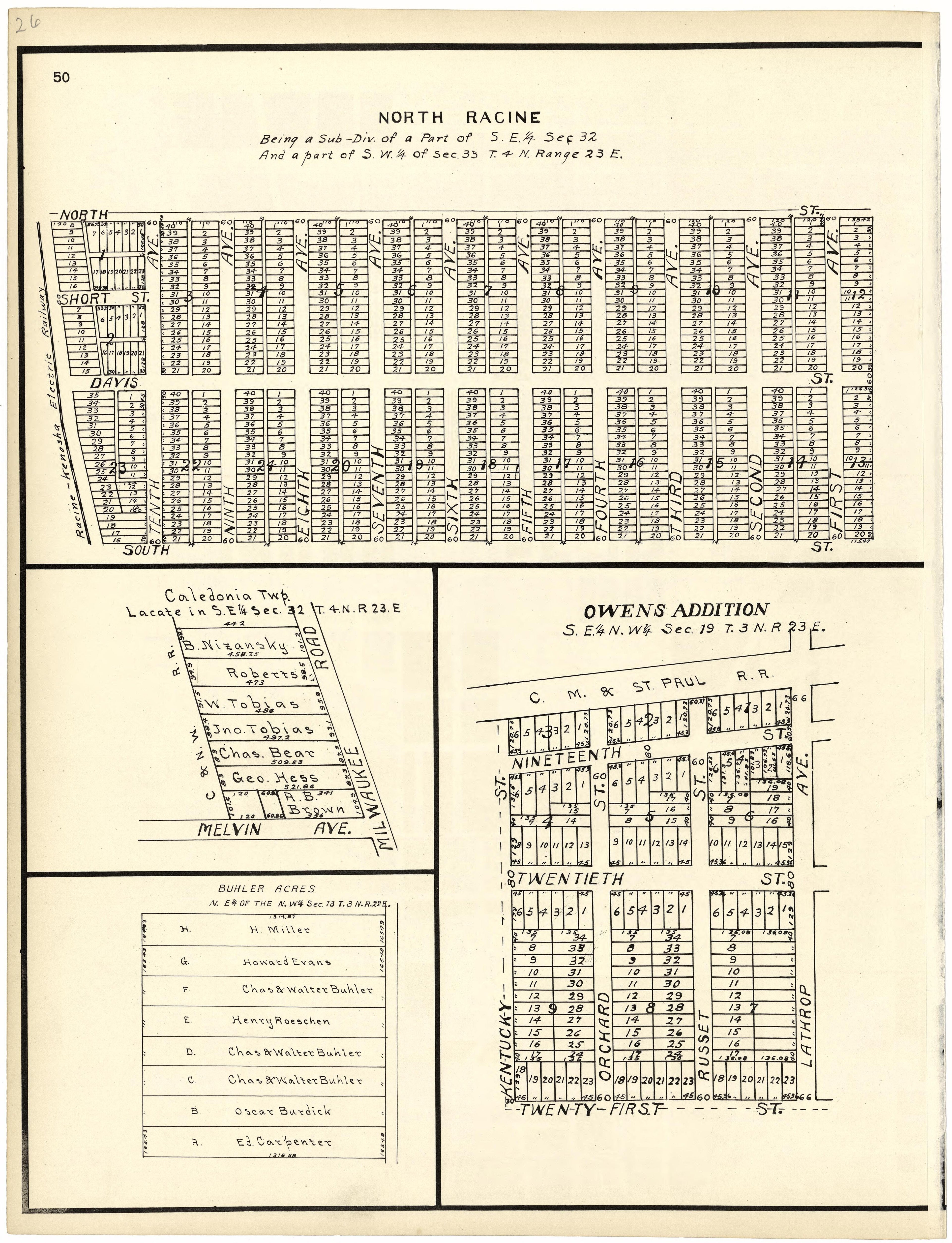 North Racine from Plat Book of Racine and Kenosha Counties, Wisconsin 1924 by Relic Map Company