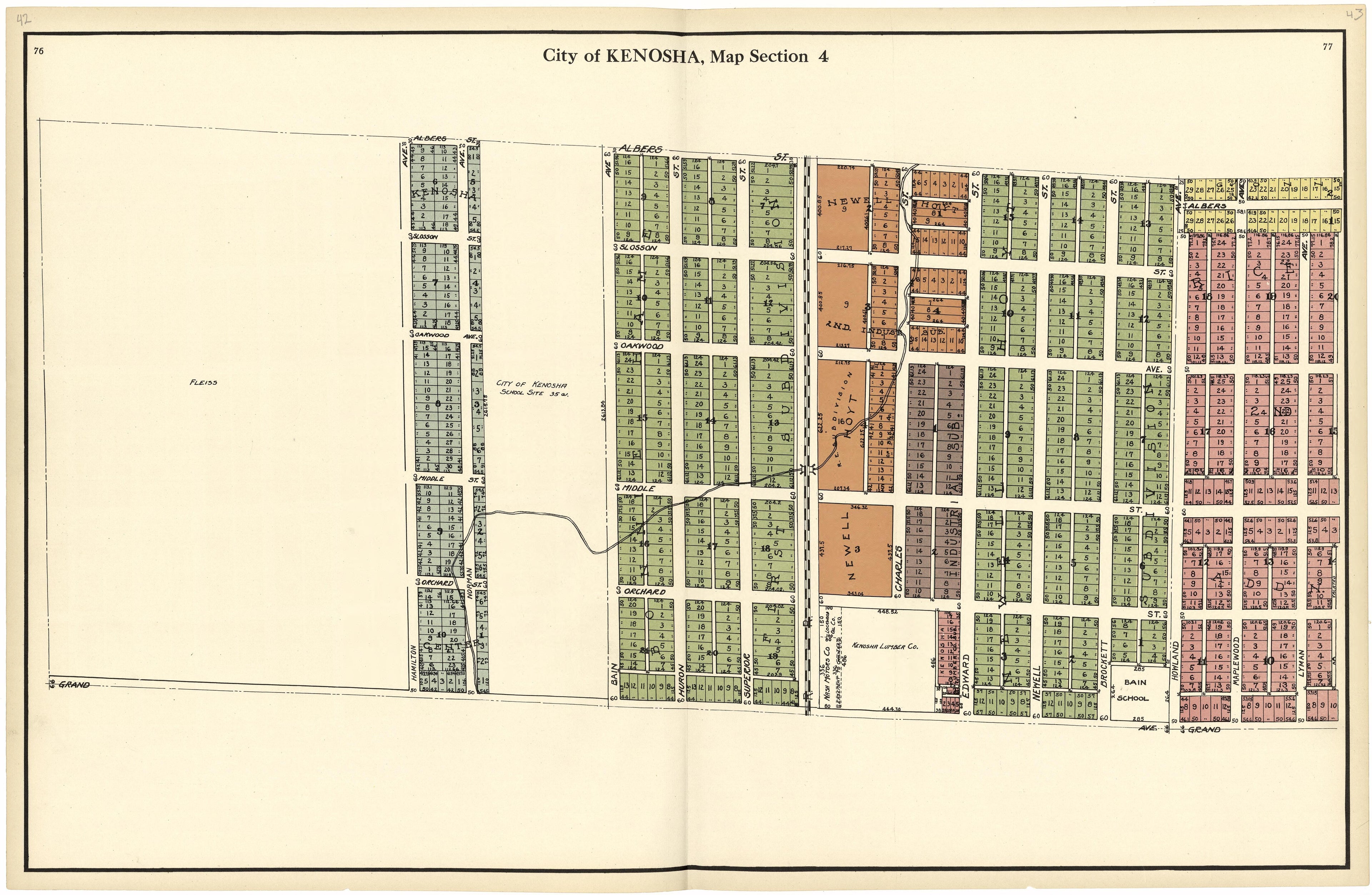 City of Kenosha, Map Section 4 from Plat Book of Racine and Kenosha Counties, Wisconsin 1924 by Relic Map Company