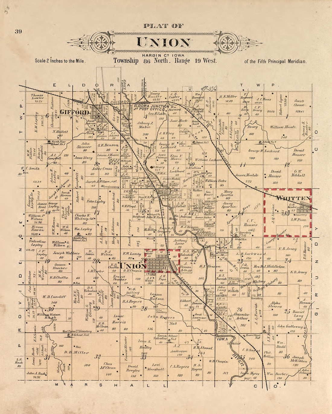 This old map of Hardin County, Iowa, was created by Balliet & Volk|Bourquin, F. (Frederick)|North West Publishing Co in 1892
