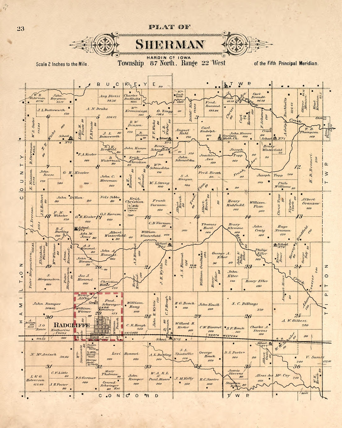 This old map of Hardin County, Iowa, was created by Balliet & Volk|Bourquin, F. (Frederick)|North West Publishing Co in 1892