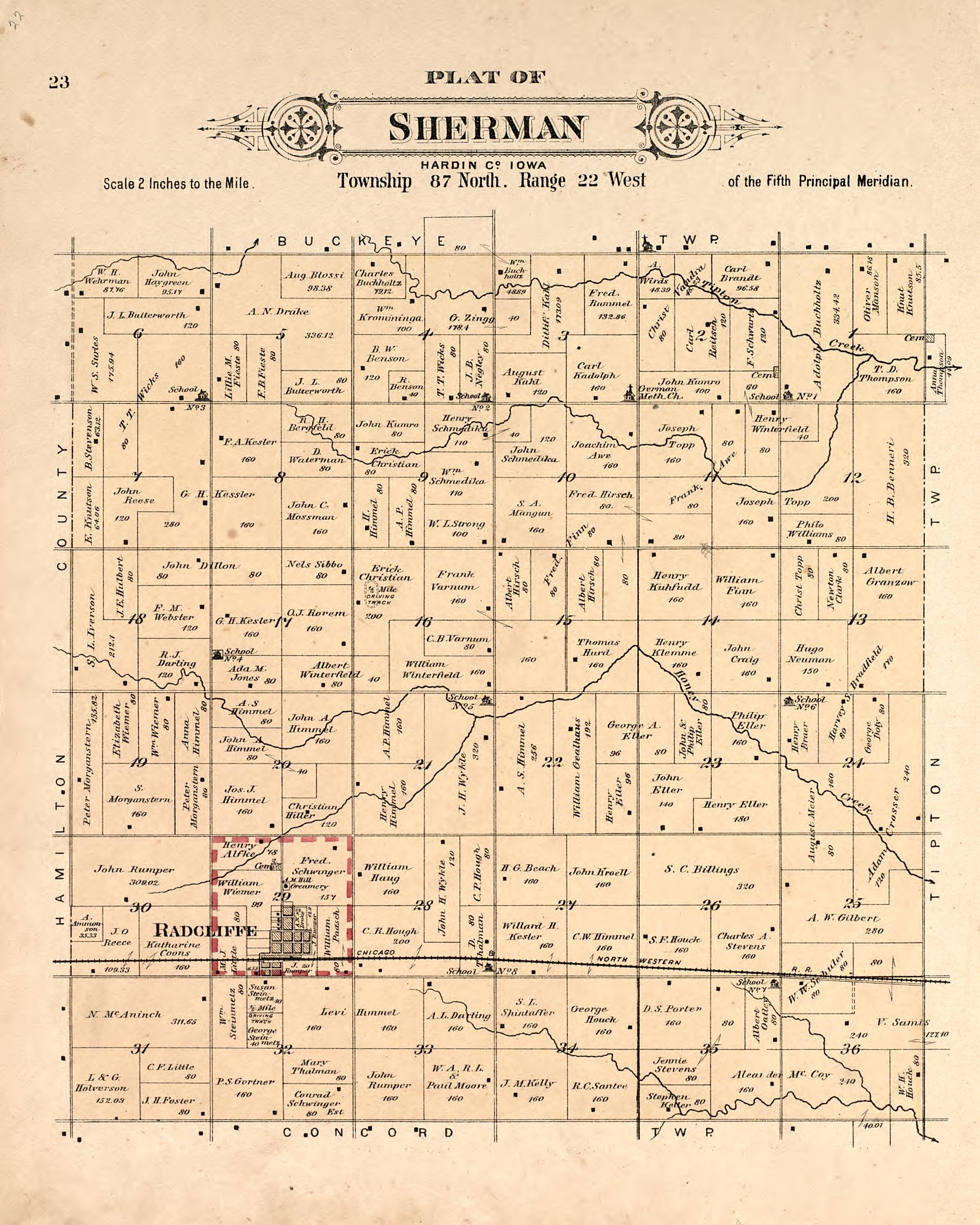 This old map of Hardin County, Iowa, was created by Balliet & Volk|Bourquin, F. (Frederick)|North West Publishing Co in 1892