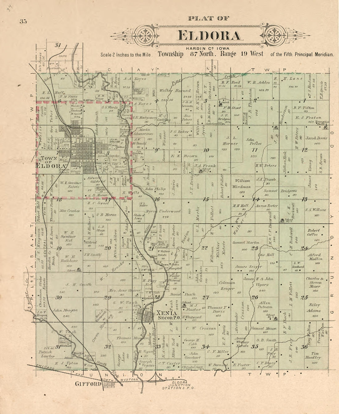 This old map of Hardin County, Iowa, was created by Balliet & Volk|Bourquin, F. (Frederick)|North West Publishing Co in 1892