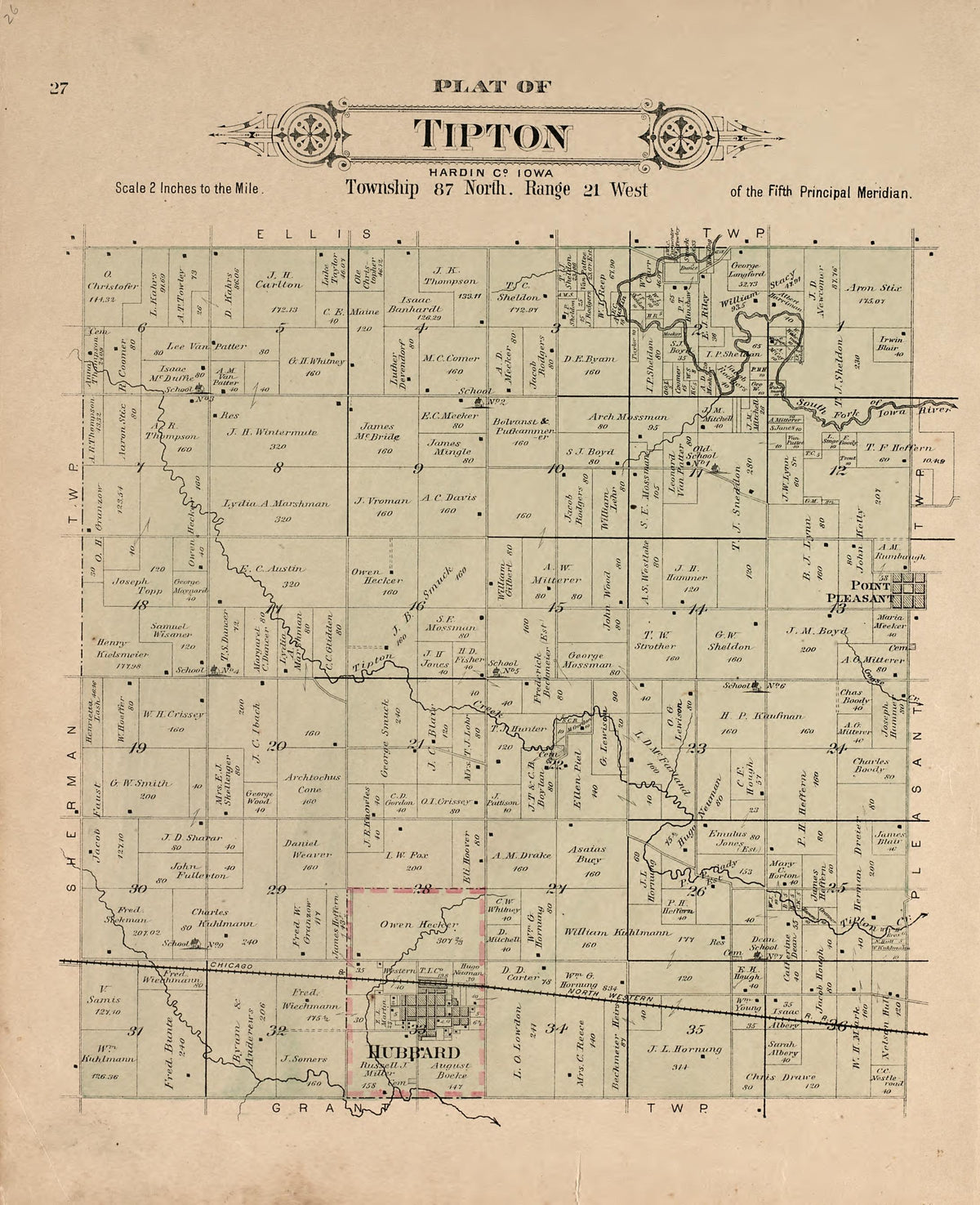 Plat of Tipton from Plat Book of Hardin County, Iowa : Drawn from Actual Surveys & County Records 1892 by Relic Map Company