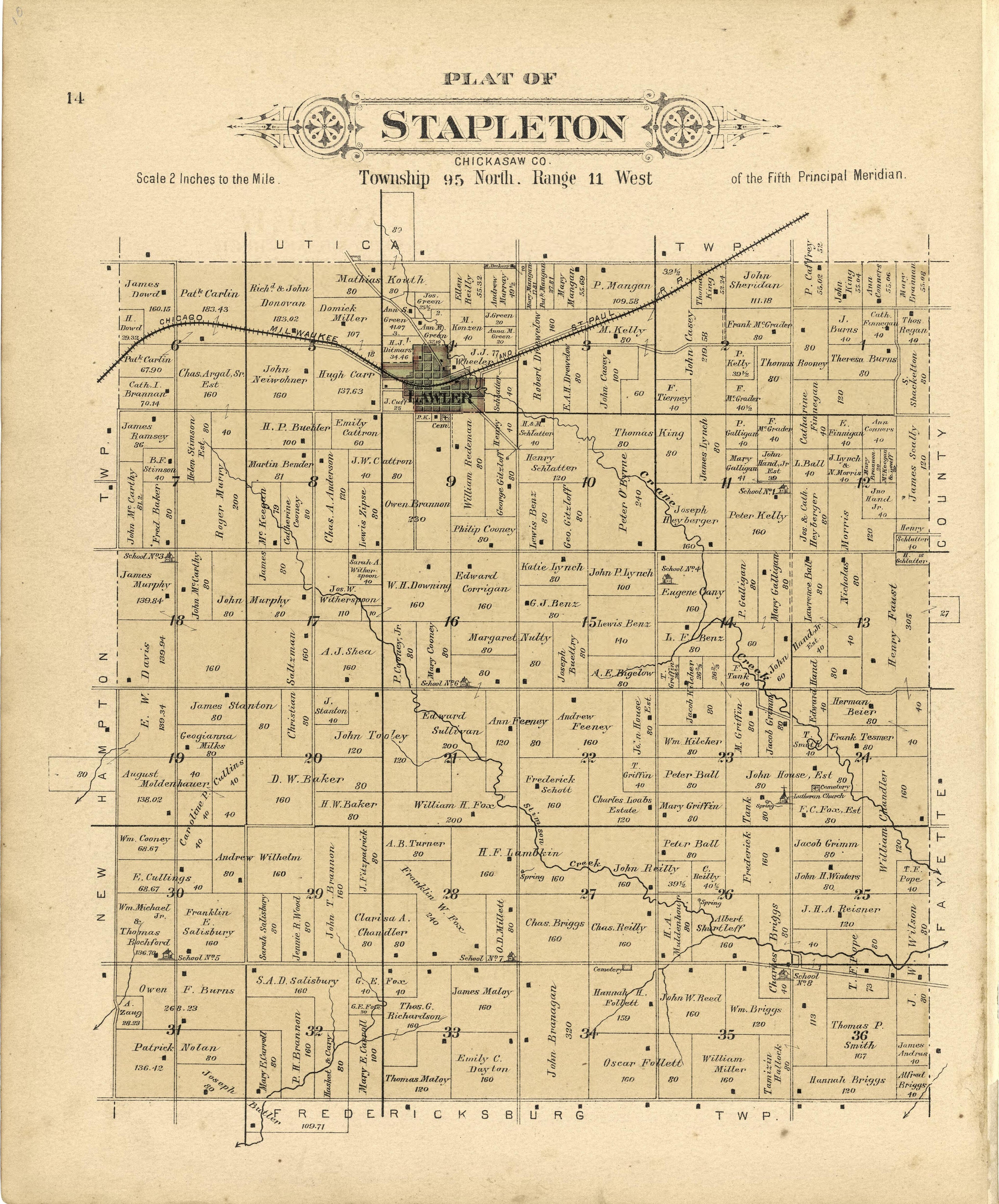 This old map of Chickasaw County, Iowa, was created by Balliet & Volk|Bourquin, F. (Frederick)|North West Publishing Co in 1892