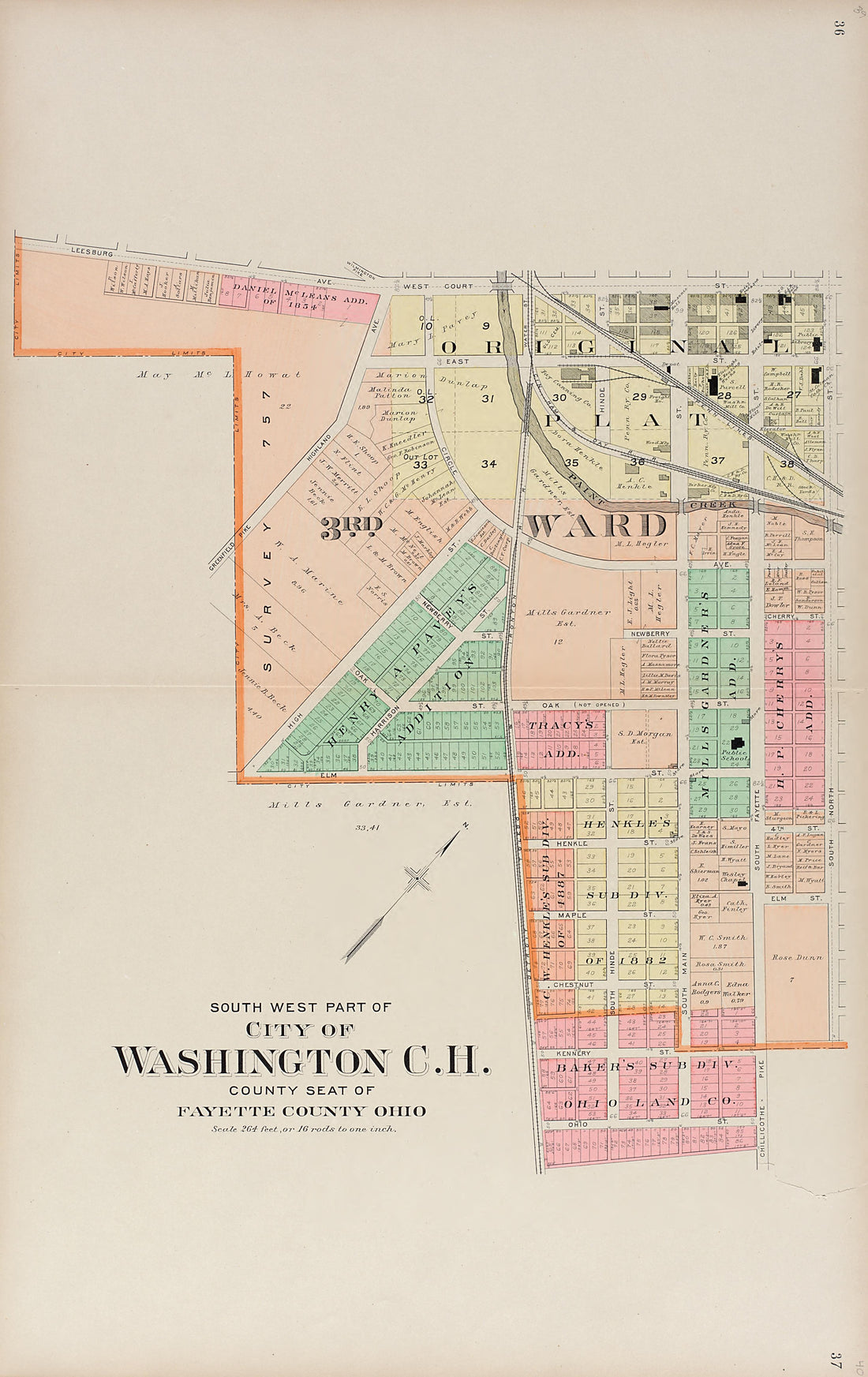 This old map of Fayette County, Ohio, was created by North West Publishing Co|Volk, Albert in 1913