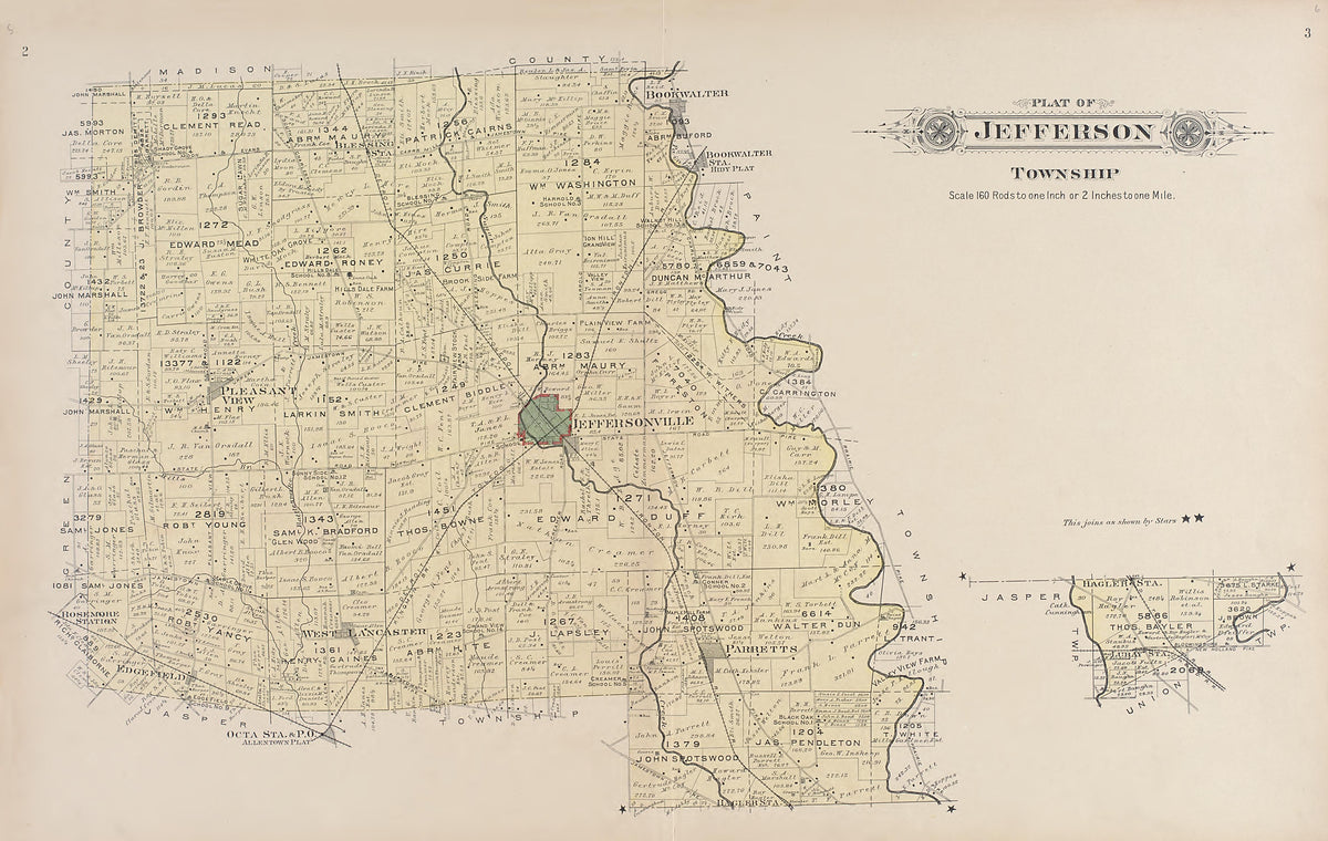 Jefferson Township from Plat Book of Fayette County, Ohio : Compiled from County Records and Actual Surveys 1913 by Relic Map Company