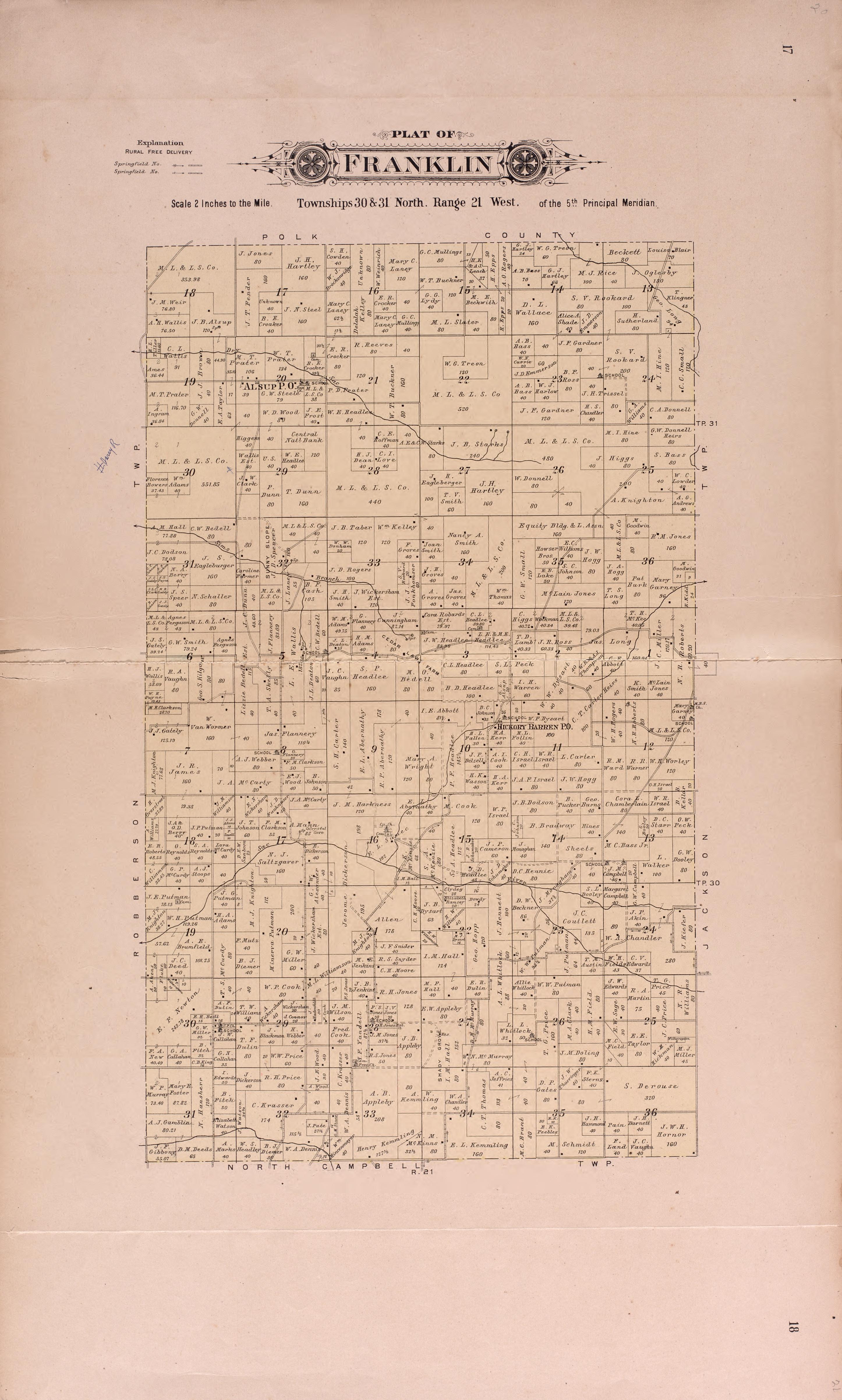 Franklin from Plat Book of Greene County, Missouri : Compiled from County Records and Actual Surveys 1904 by Relic Map Company