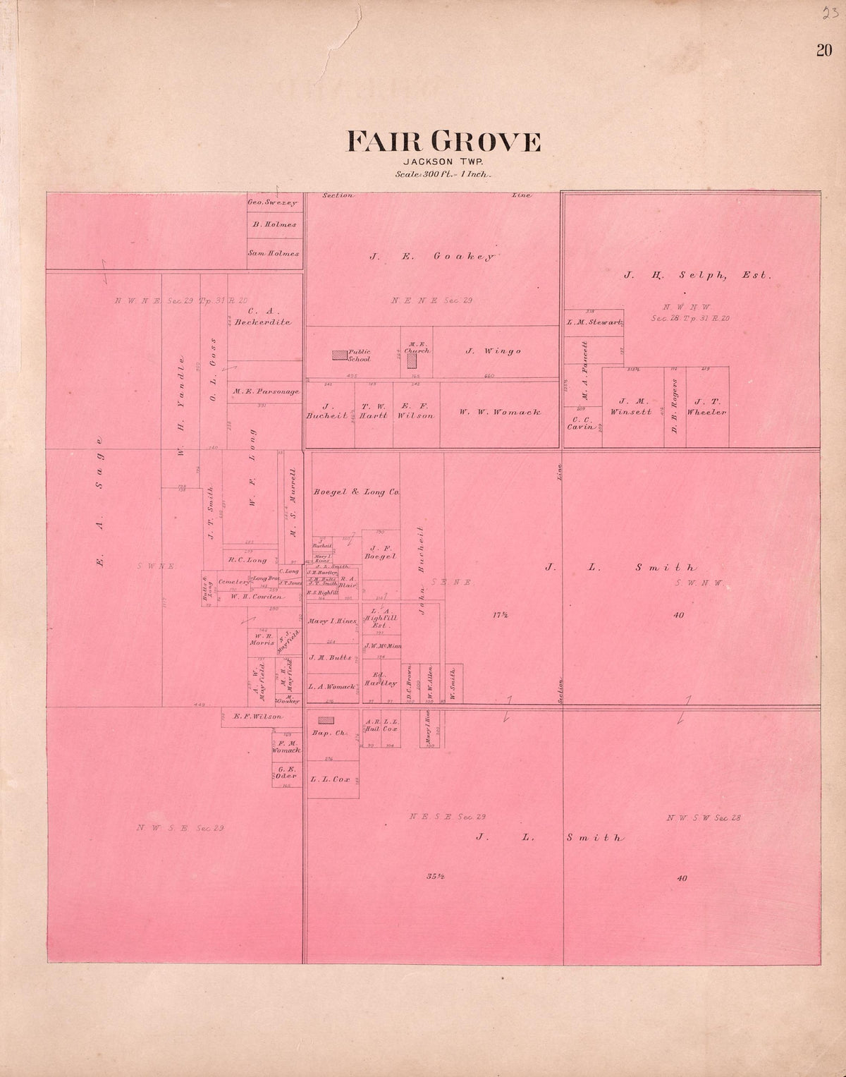 Fair Grove (Jackson Township) from Plat Book of Greene County, Missouri : Compiled from County Records and Actual Surveys 1904 by Relic Map Company