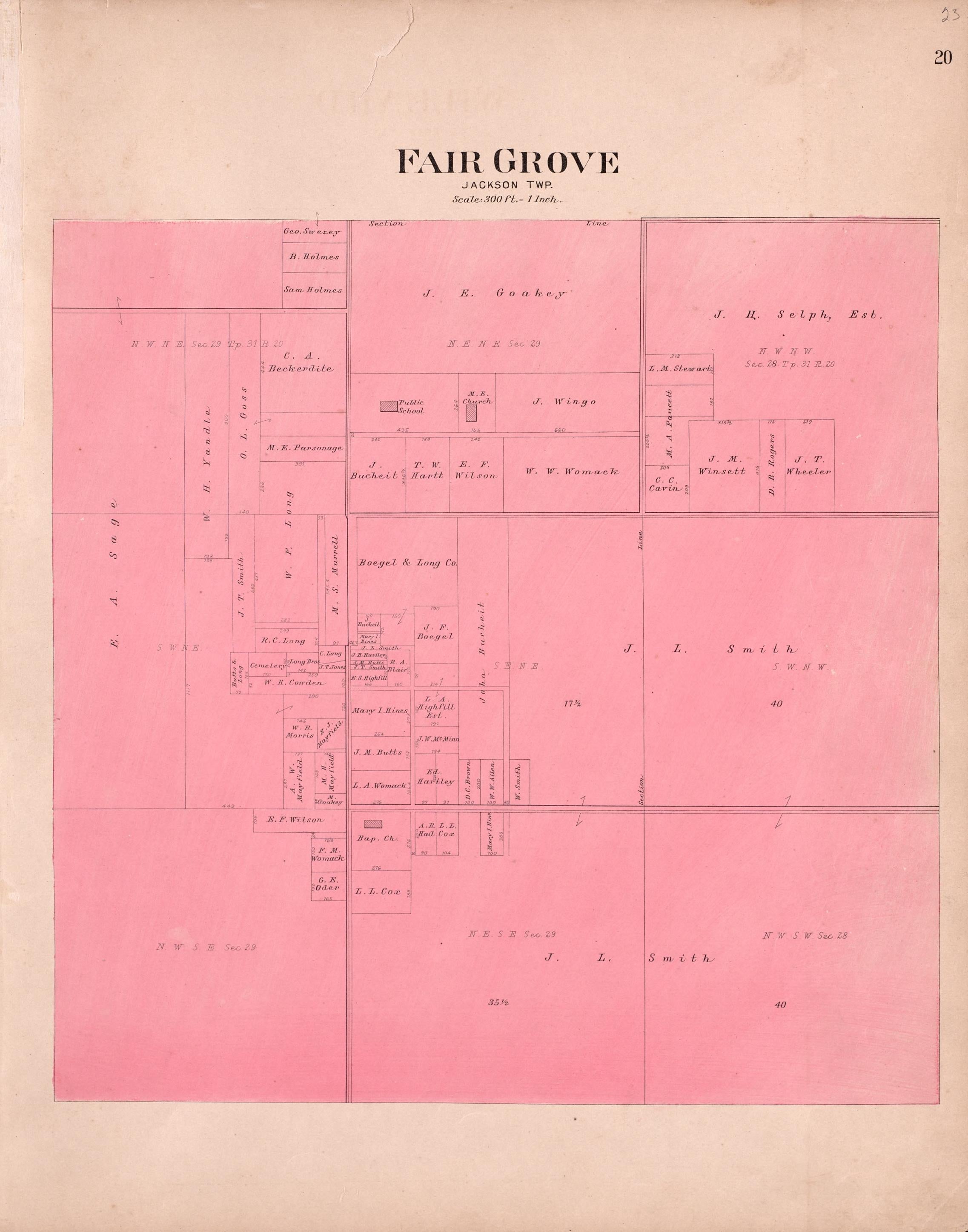 Fair Grove (Jackson Township) from Plat Book of Greene County, Missouri : Compiled from County Records and Actual Surveys 1904 by Relic Map Company