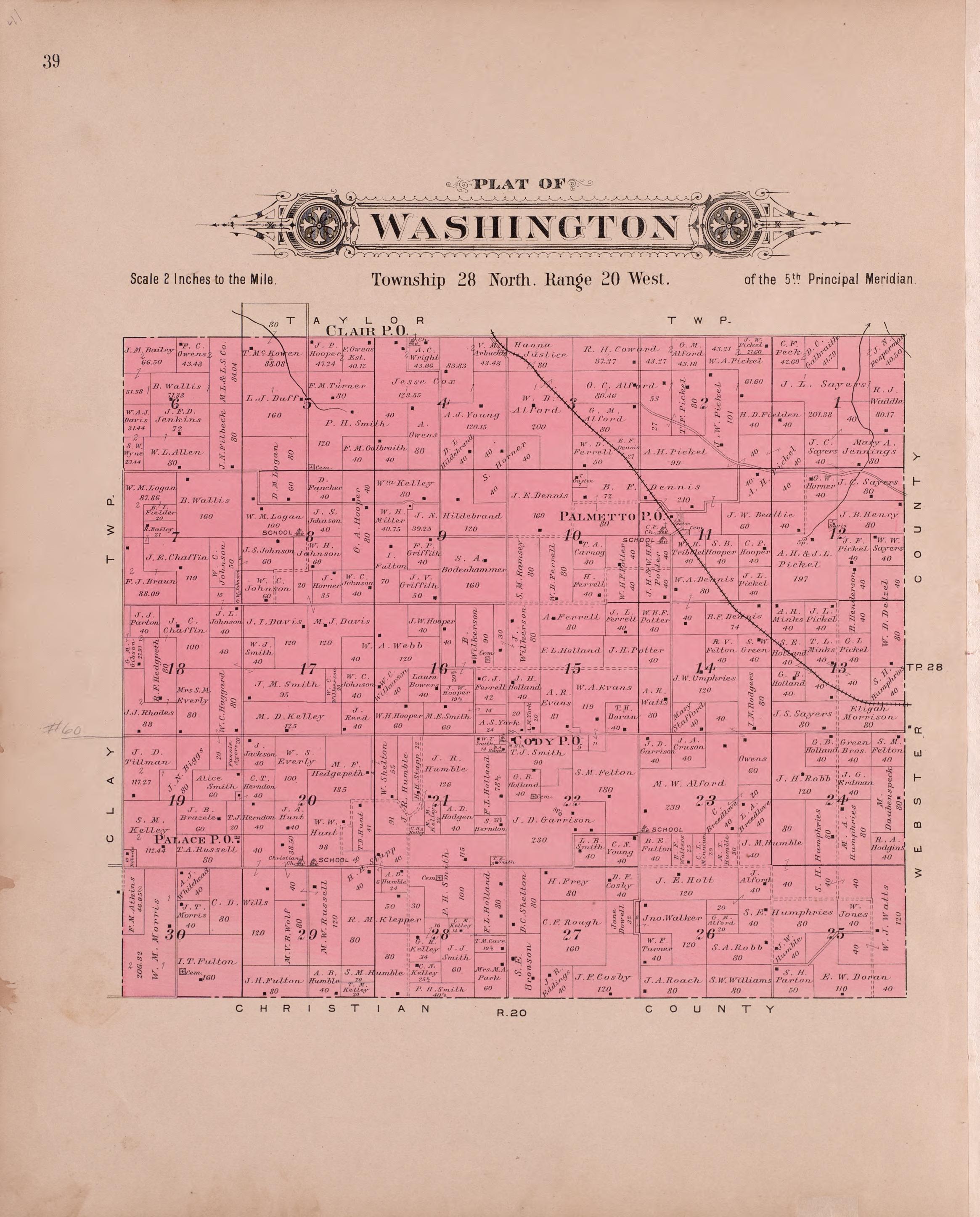 Washington from Plat Book of Greene County, Missouri : Compiled from County Records and Actual Surveys 1904 by Relic Map Company