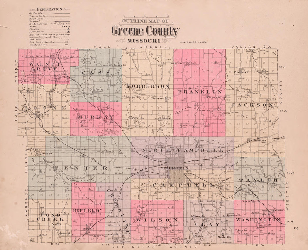 Greene County from Plat Book of Greene County, Missouri : Compiled from County Records and Actual Surveys 1904 by Relic Map Company
