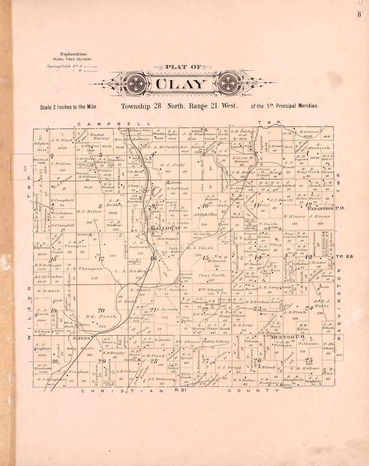 Clay from Plat Book of Greene County, Missouri : Compiled from County Records and Actual Surveys 1904 by Relic Map Company