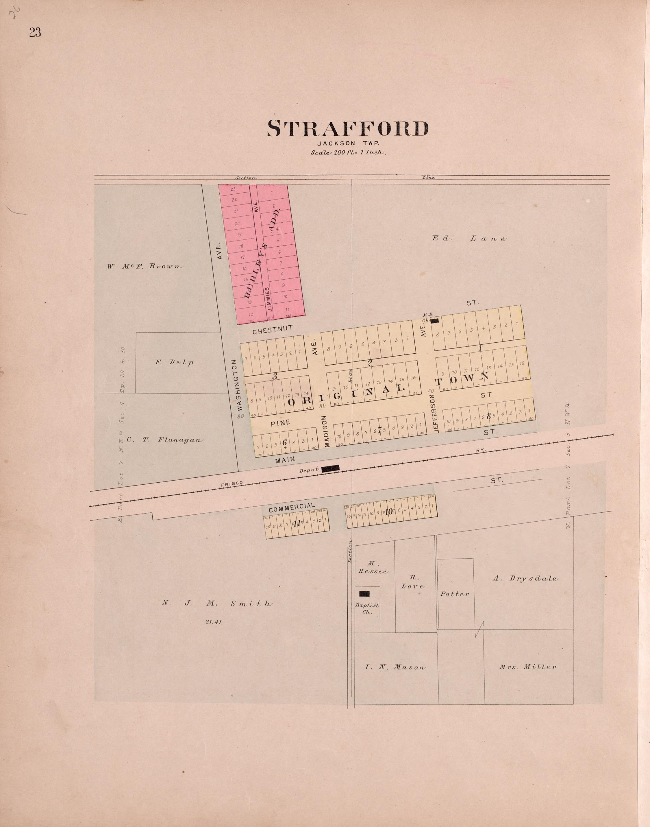 Strafford from Plat Book of Greene County, Missouri : Compiled from County Records and Actual Surveys 1904 by Relic Map Company