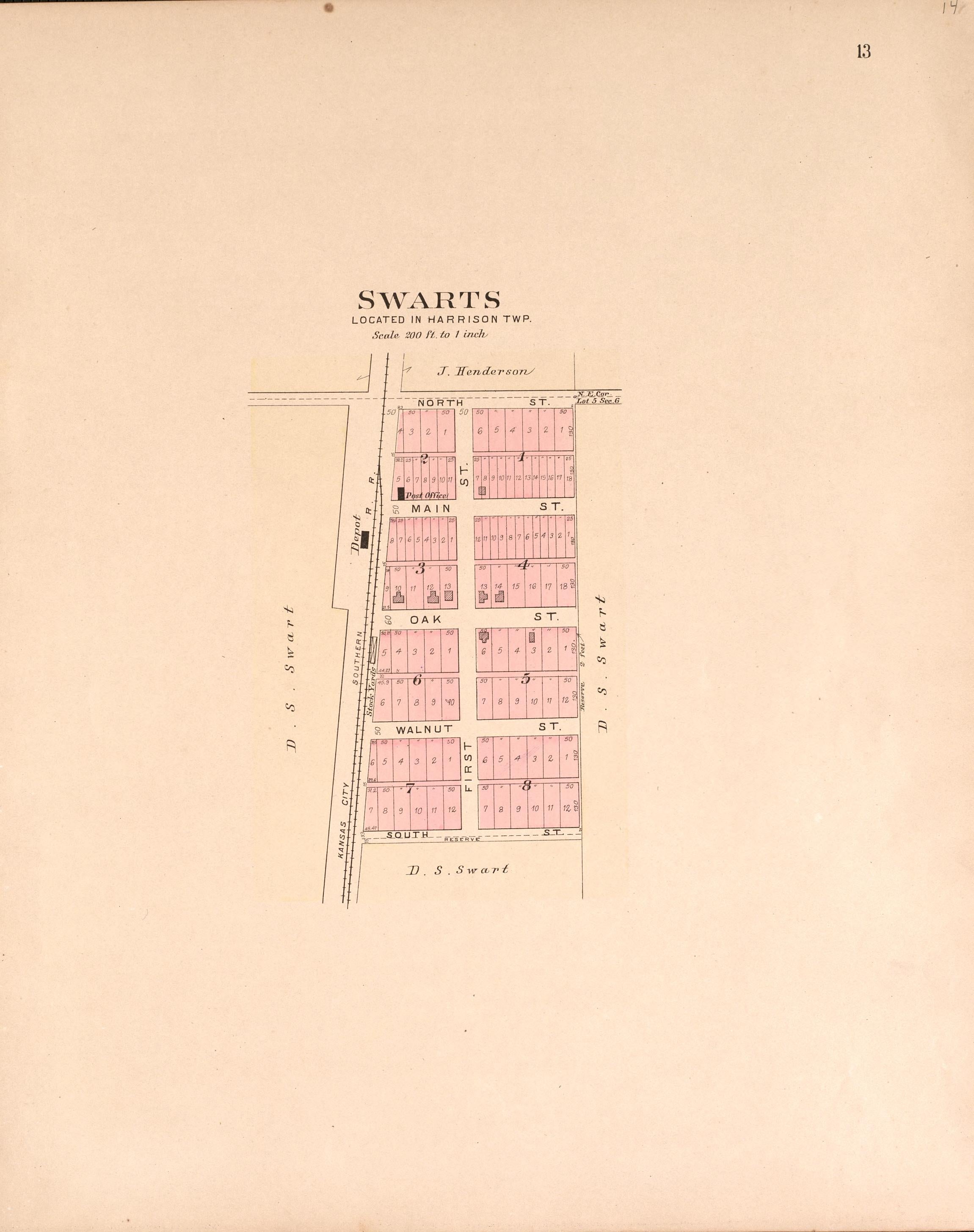 Swarts from Plat Book of Vernon County, Missouri : Compiled from County Records and Actual Surveys 1903 by Relic Map Company