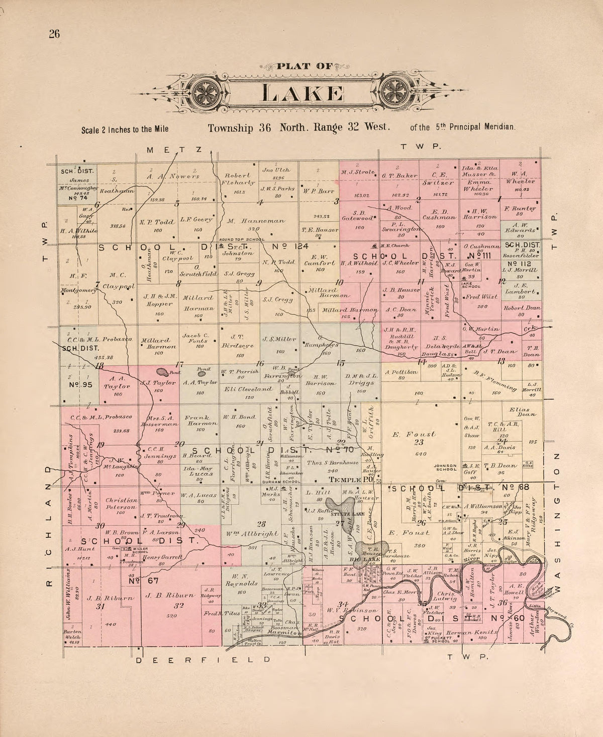 Lake from Plat Book of Vernon County, Missouri : Compiled from County Records and Actual Surveys 1903 by Relic Map Company