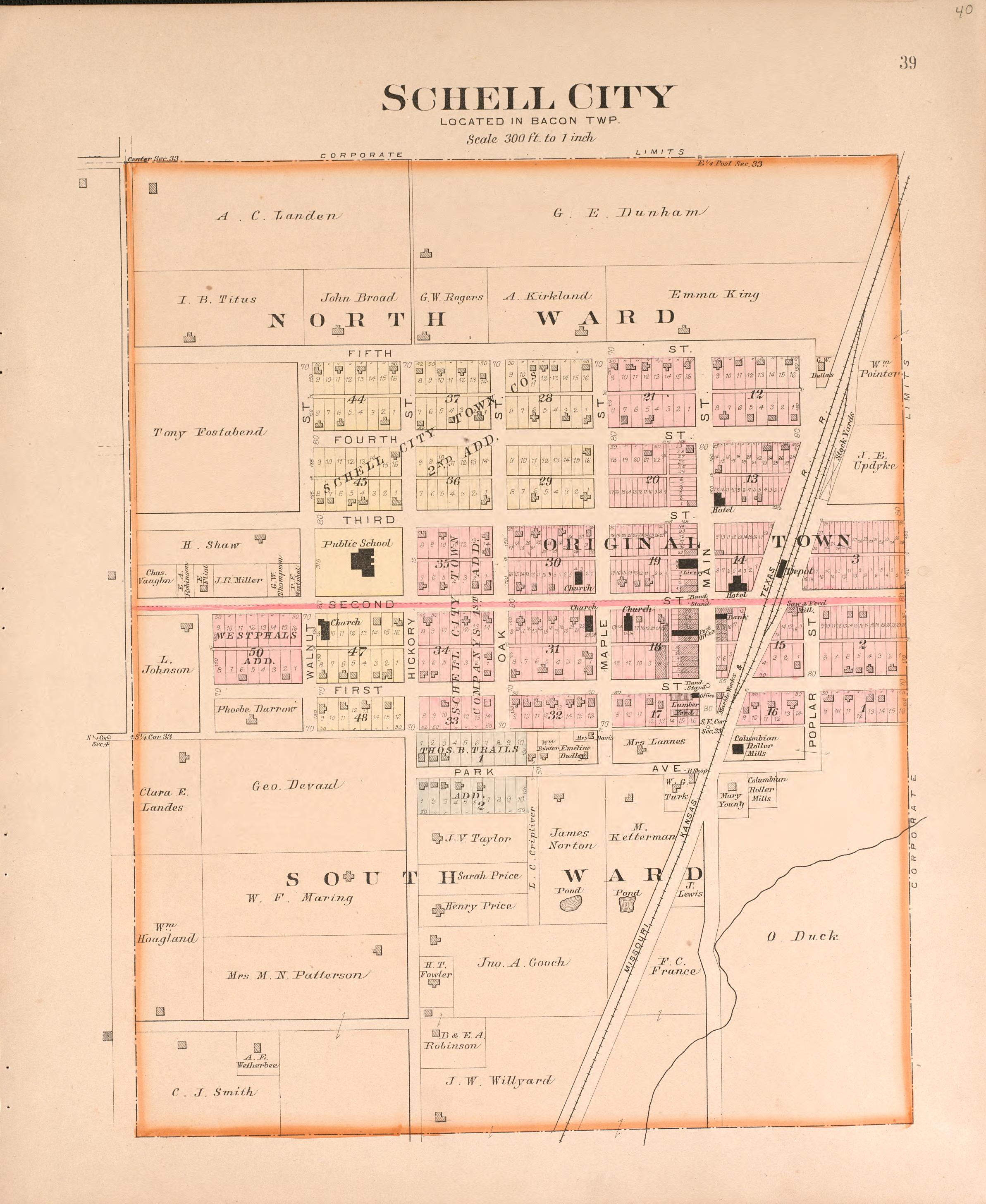 Schell City from Plat Book of Vernon County, Missouri : Compiled from County Records and Actual Surveys 1903 by Relic Map Company