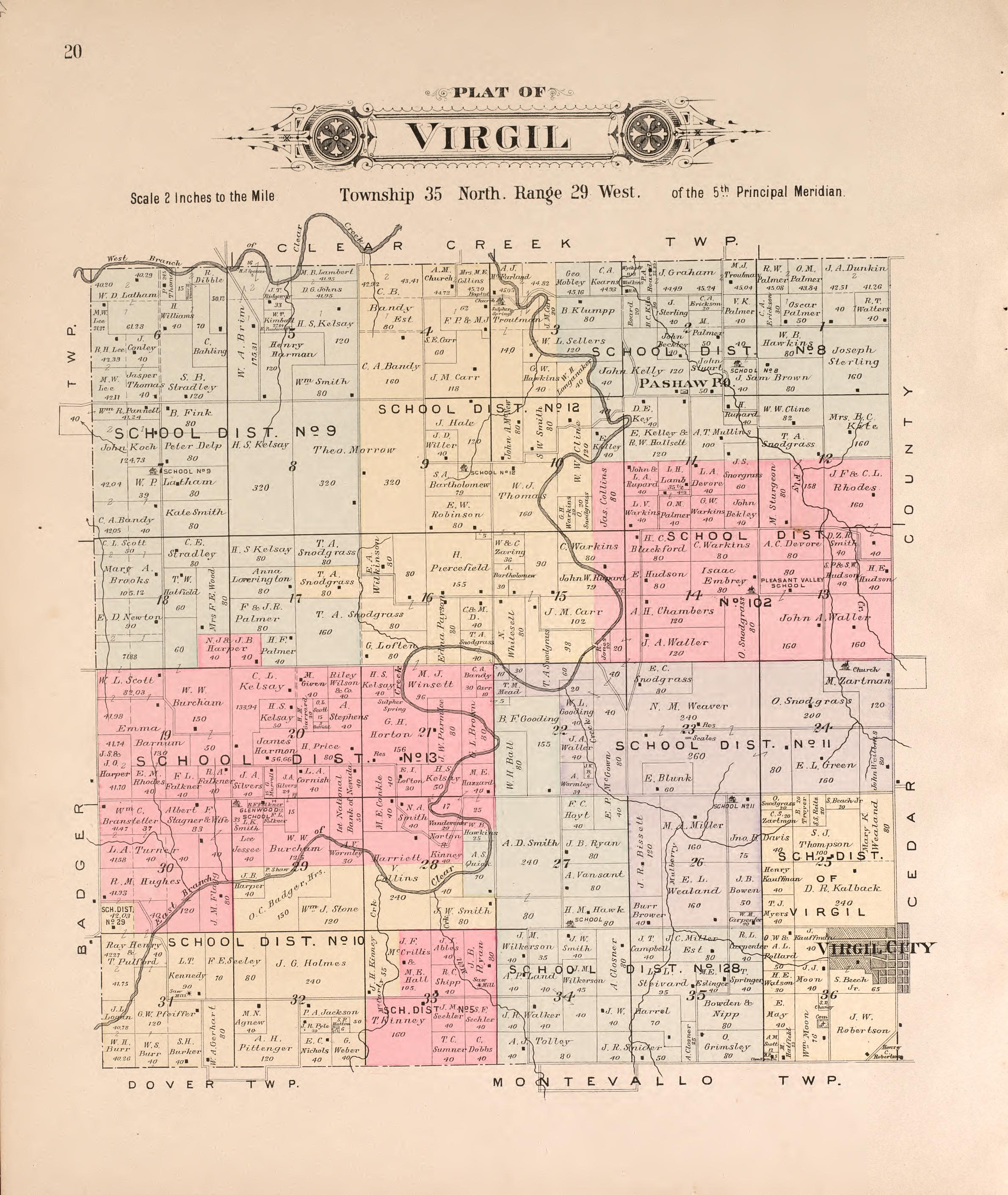 Virgil from Plat Book of Vernon County, Missouri : Compiled from County Records and Actual Surveys 1903 by Relic Map Company