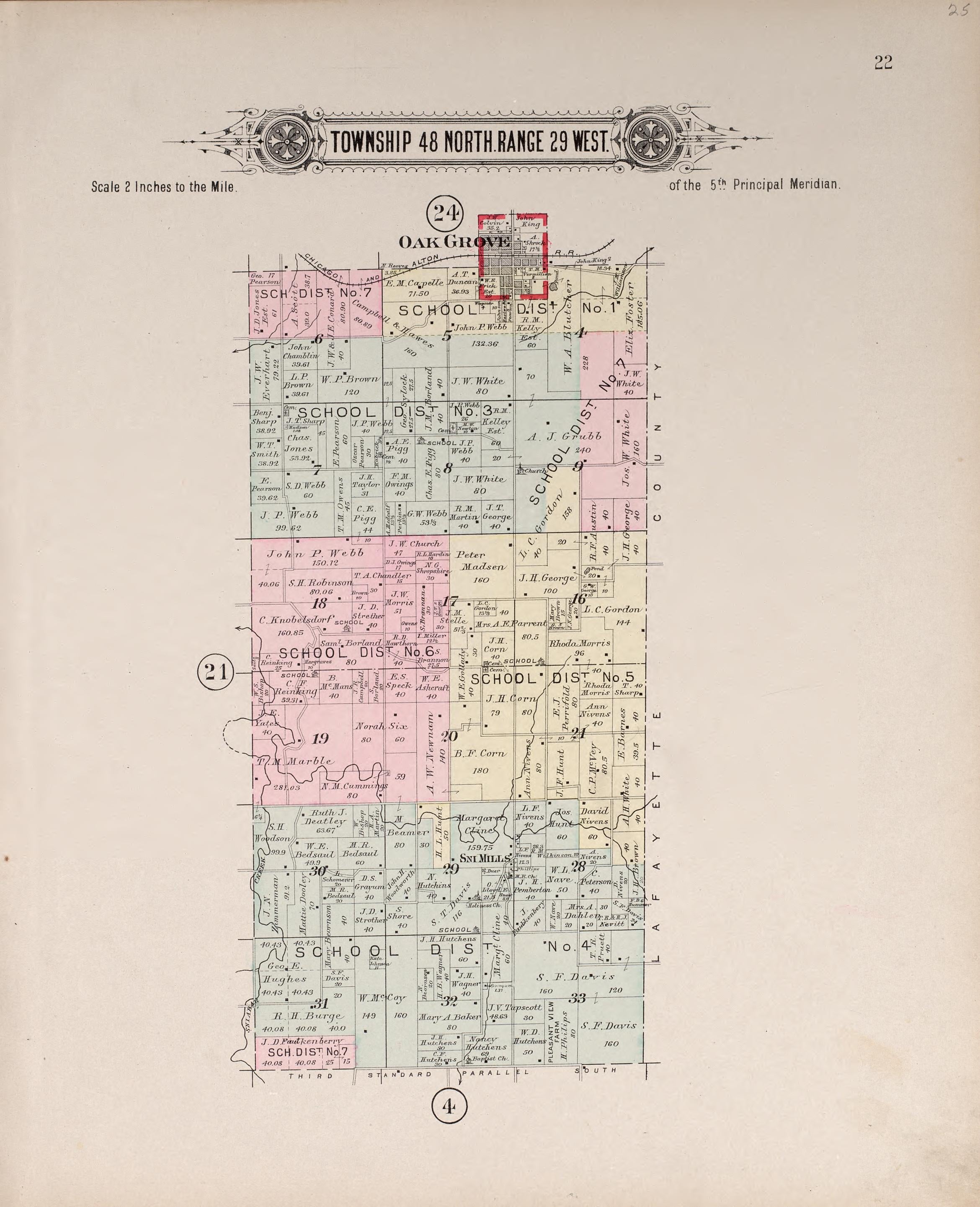 Township 48 North Range 29 West from Plat Book of Jackson County, Missouri : Compiled from County Records and Actual Surveys 1904 by Relic Map Company