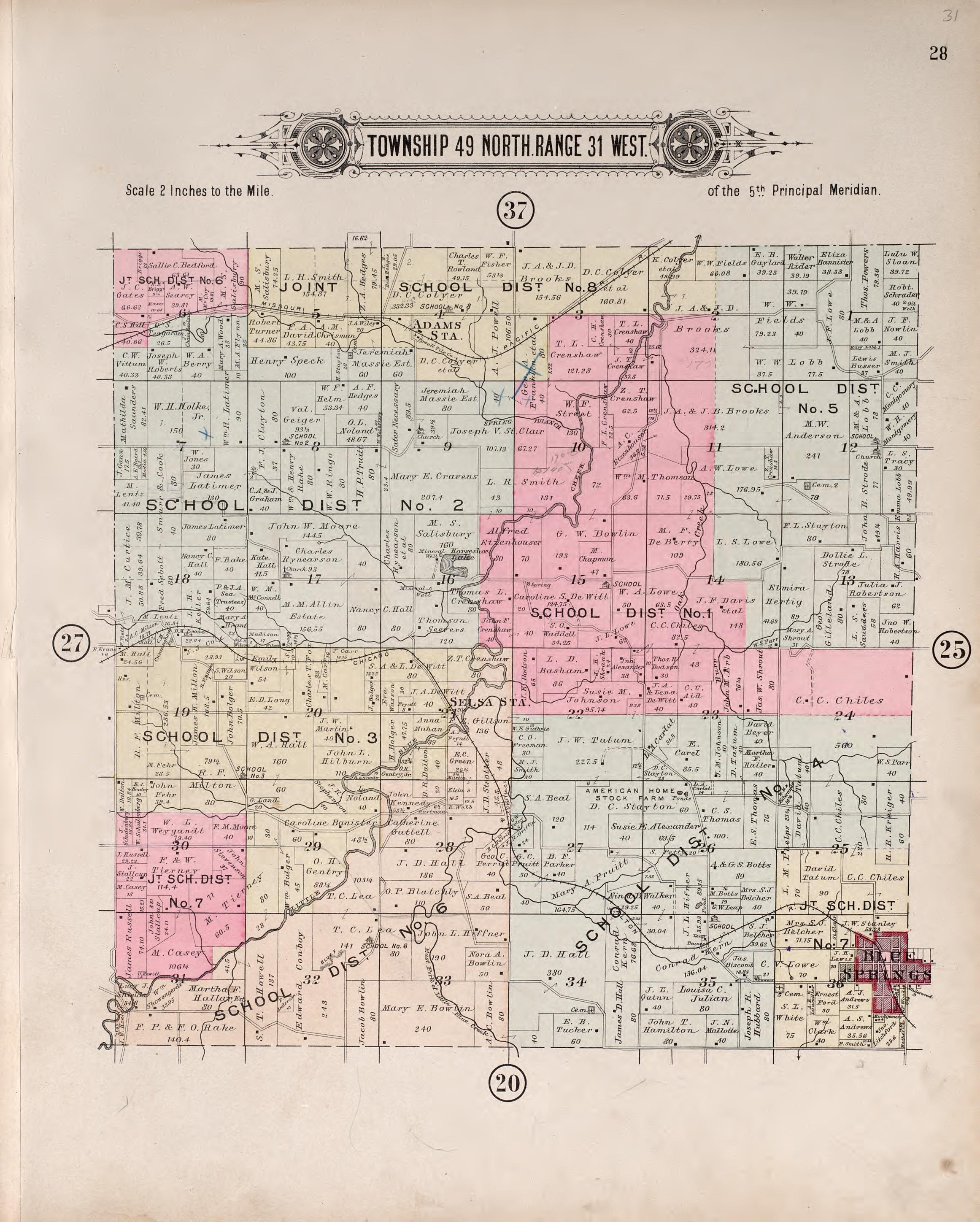Township 49 North Range 31 West from Plat Book of Jackson County, Missouri : Compiled from County Records and Actual Surveys 1904 by Relic Map Company