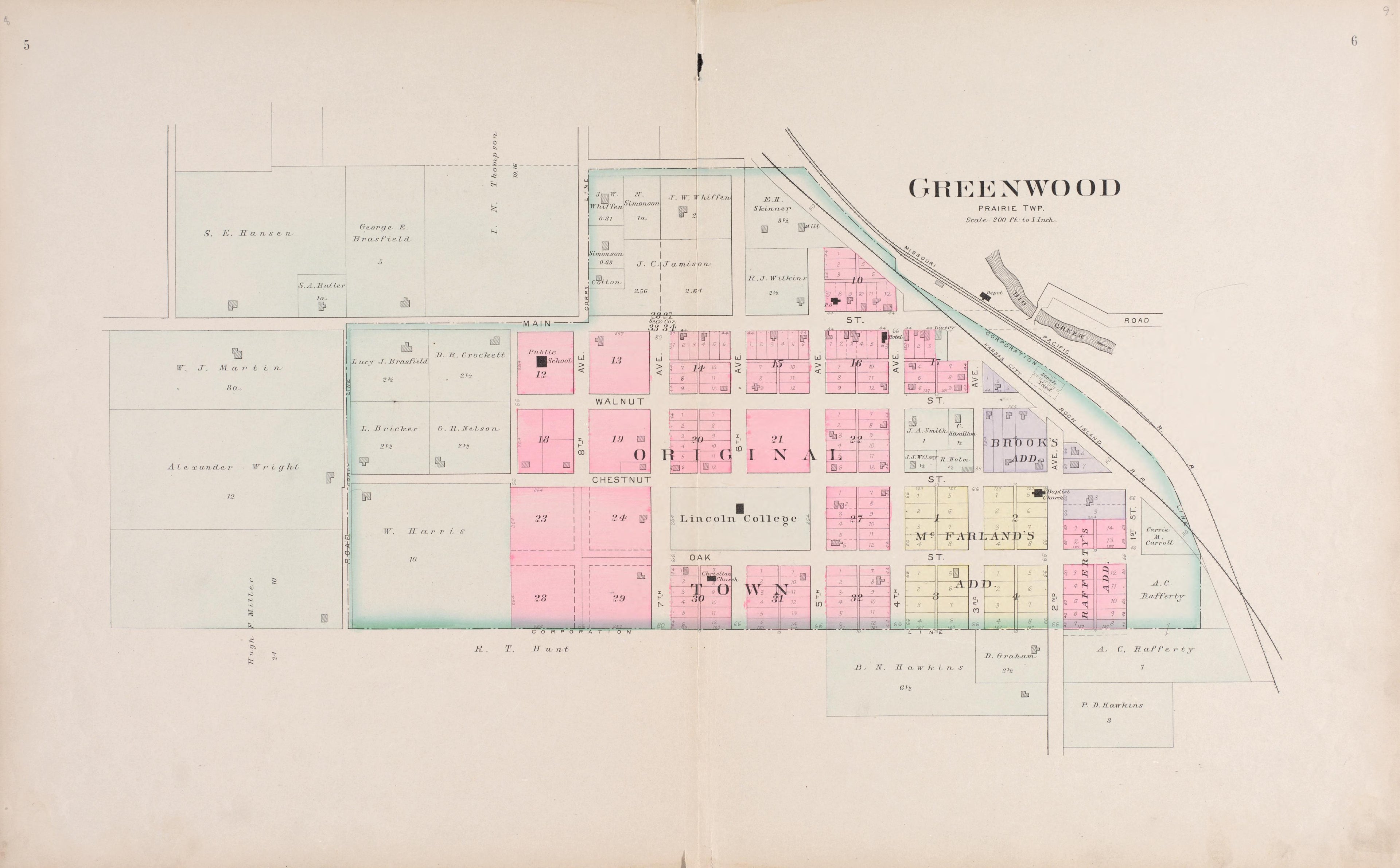 Greenwood from Plat Book of Jackson County, Missouri : Compiled from County Records and Actual Surveys 1904 by Relic Map Company