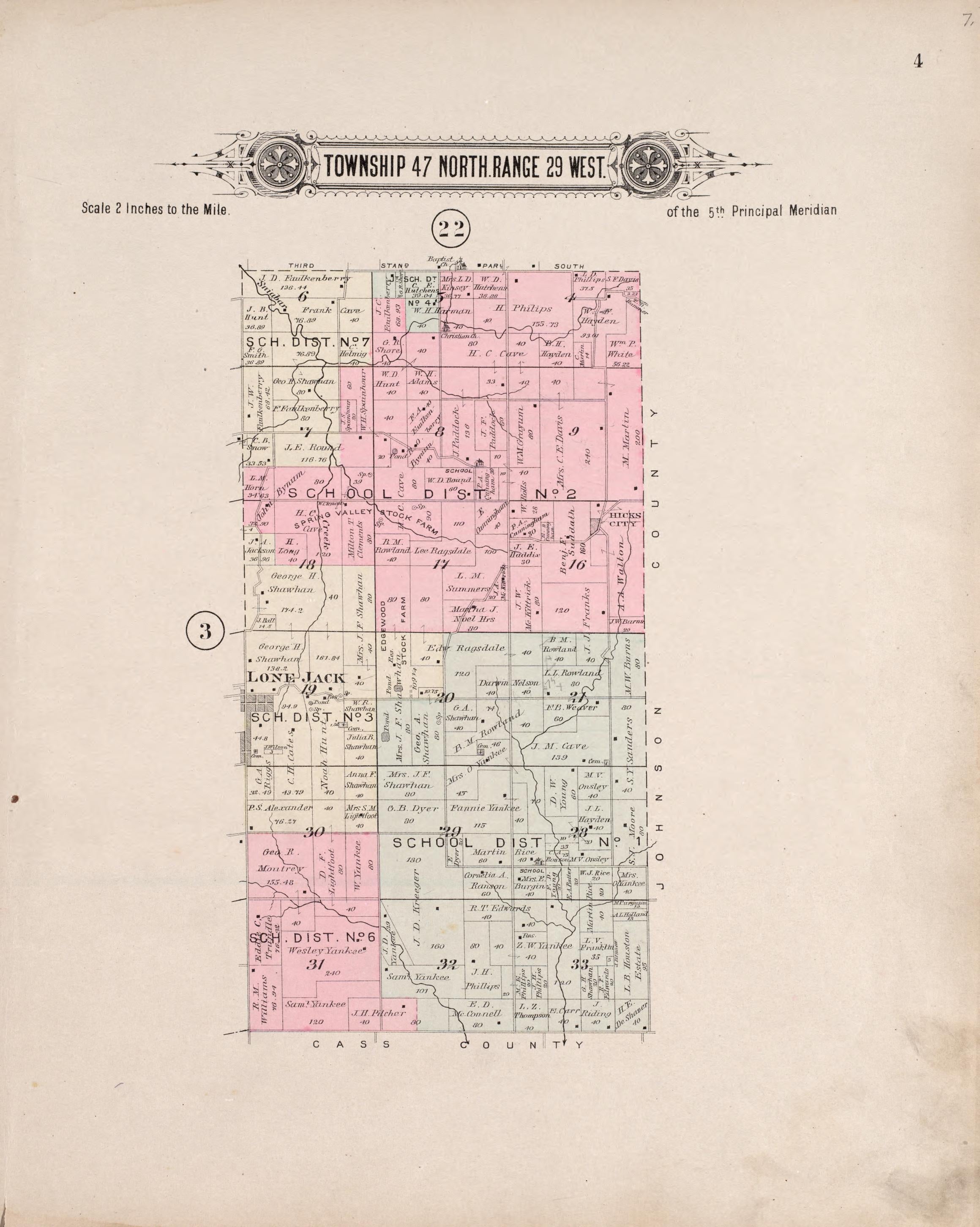 Township 47 North Range 29 West from Plat Book of Jackson County, Missouri : Compiled from County Records and Actual Surveys 1904 by Relic Map Company