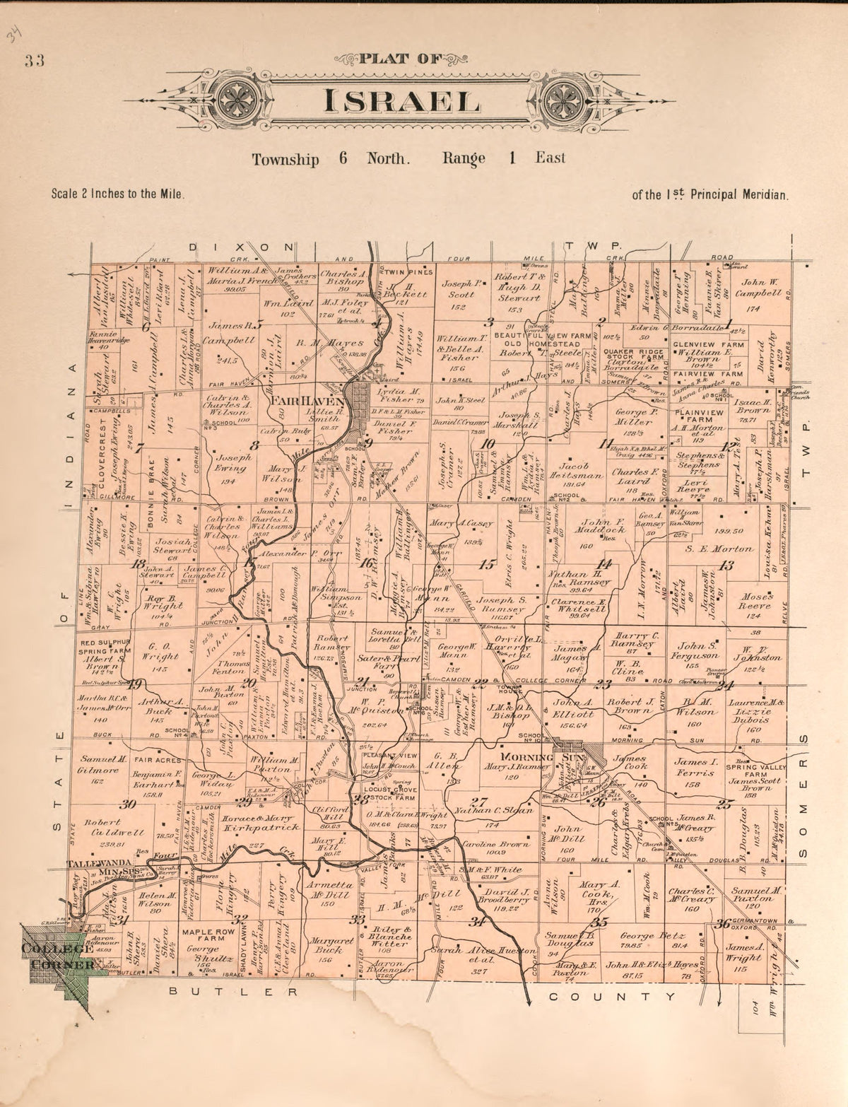 Israel from Plat Book of Preble County, Ohio : Compiled from County Records and Actual Surveys 1912 by Relic Map Company