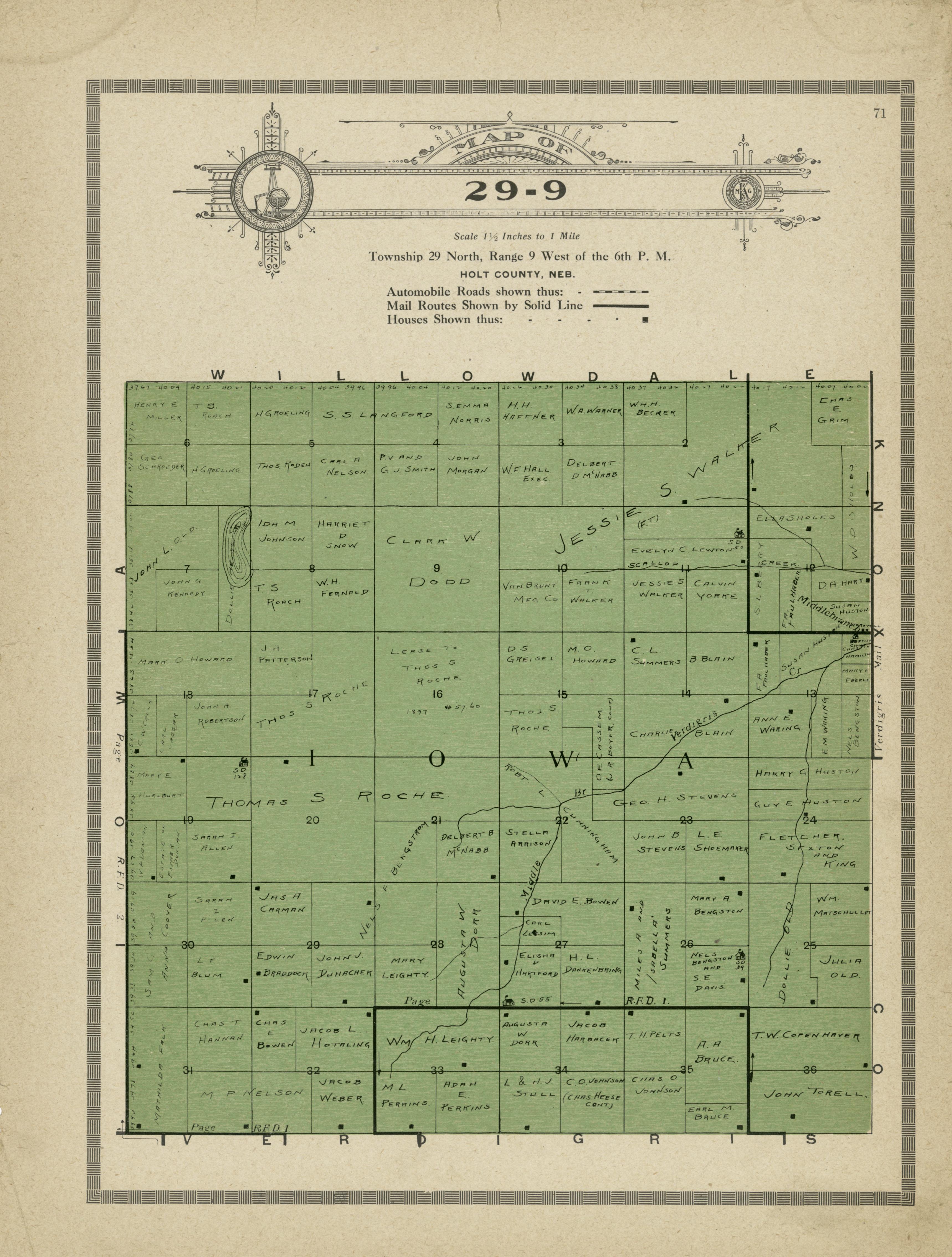 Map of 29-9 from Atlas and Plat Book of Holt County, Nebraska : Containing Outline Map of the County, Plats of All the Townships With Owners&