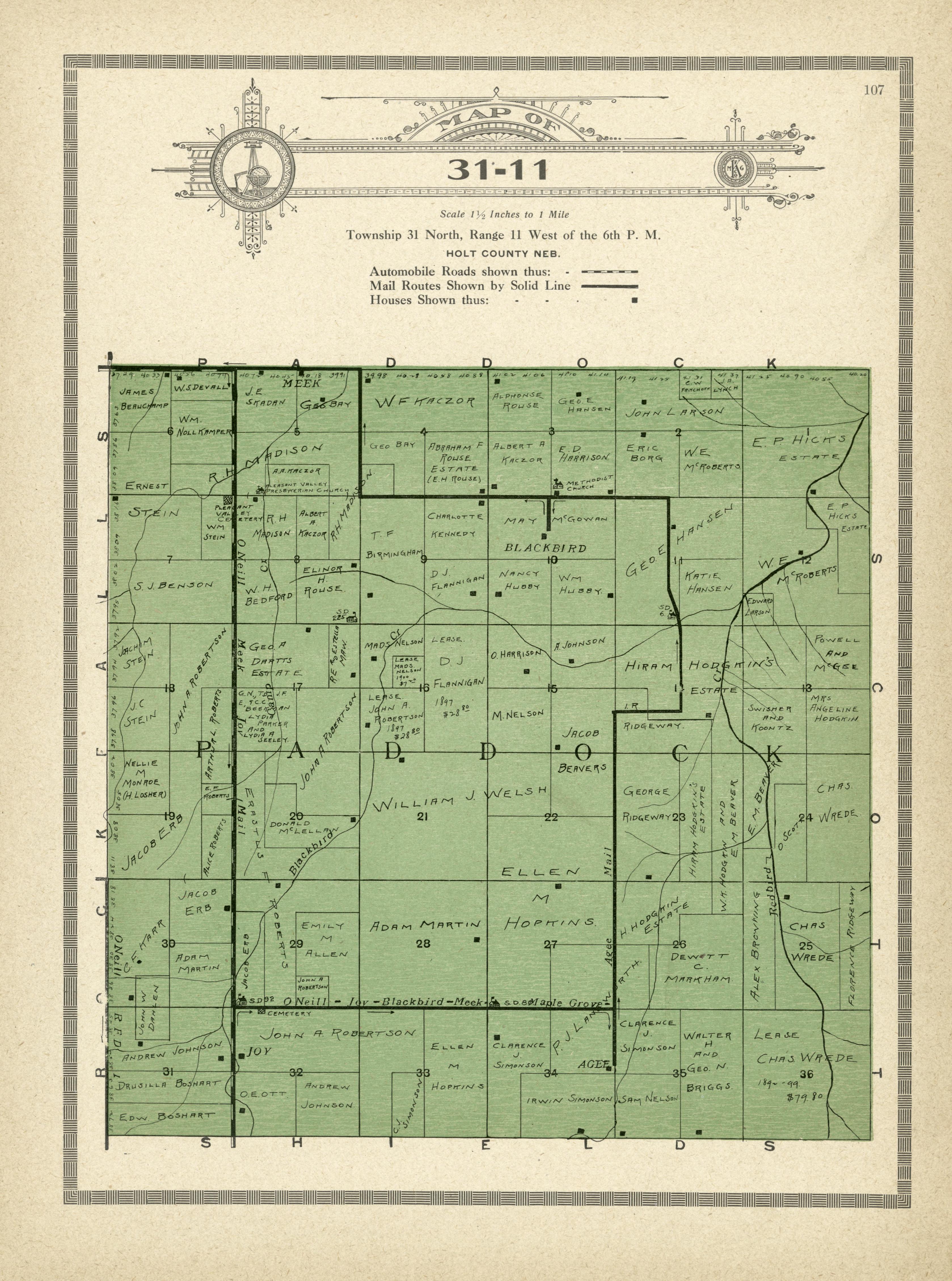 Map of 31-11 from Atlas and Plat Book of Holt County, Nebraska : Containing Outline Map of the County, Plats of All the Townships With Owners&