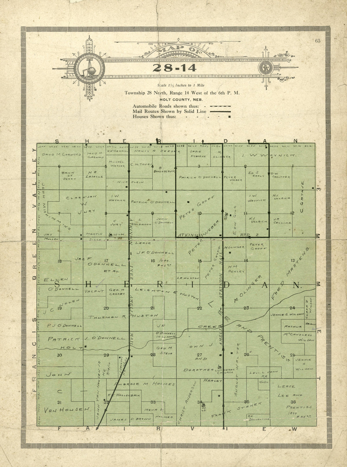 Map of 28-14 from Atlas and Plat Book of Holt County, Nebraska : Containing Outline Map of the County, Plats of All the Townships With Owners&