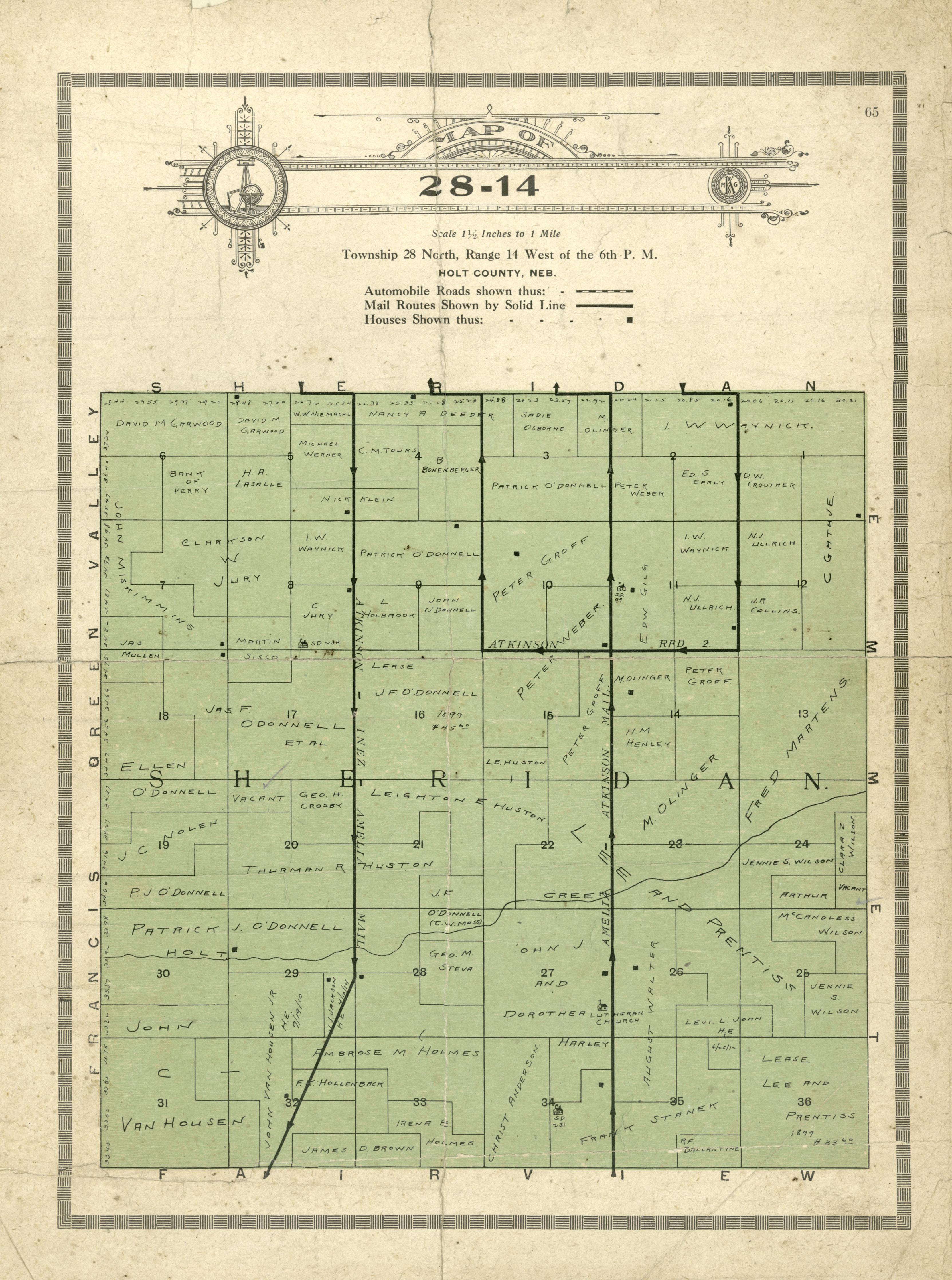 Map of 28-14 from Atlas and Plat Book of Holt County, Nebraska : Containing Outline Map of the County, Plats of All the Townships With Owners&