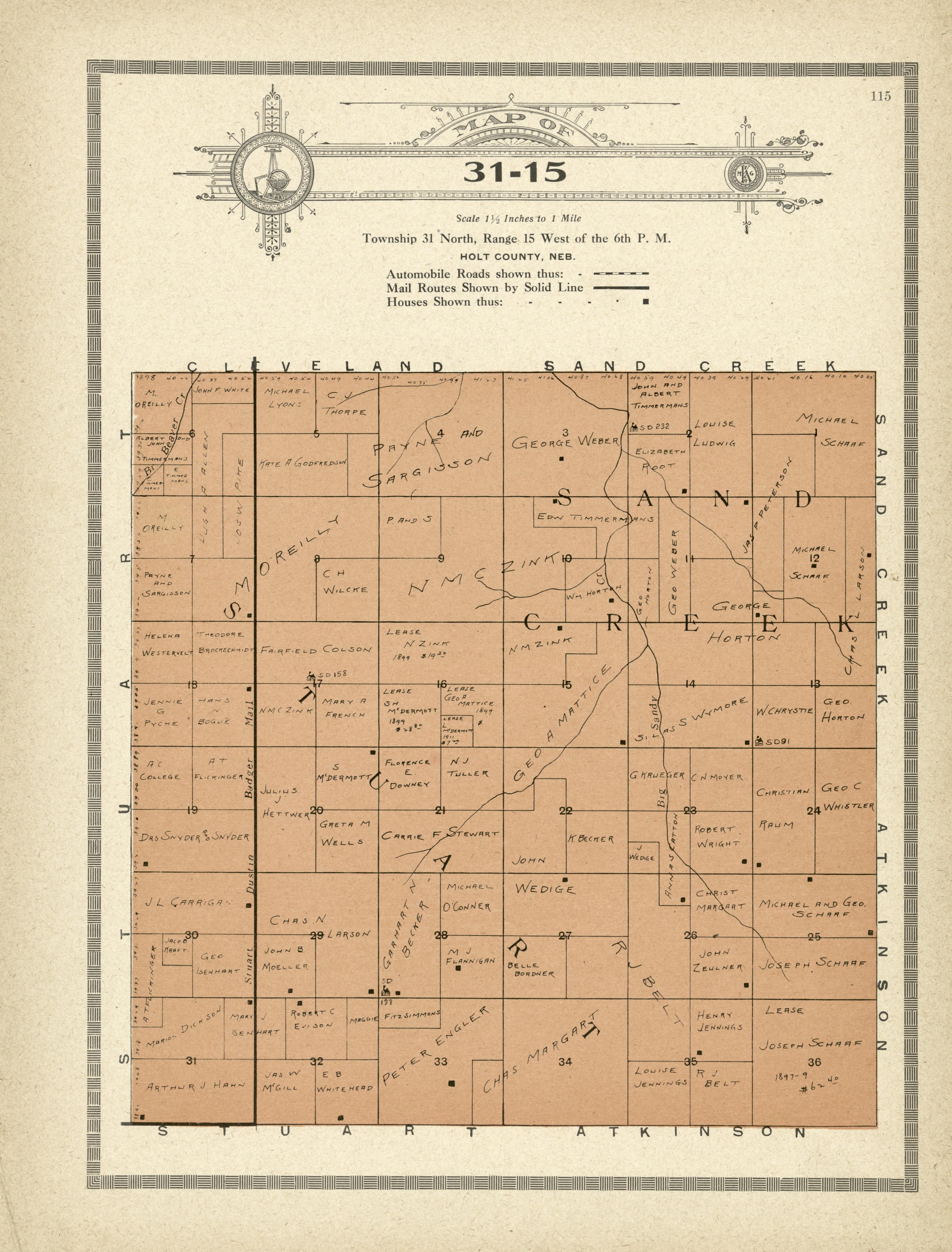 Map of 31-15 from Atlas and Plat Book of Holt County, Nebraska : Containing Outline Map of the County, Plats of All the Townships With Owners&