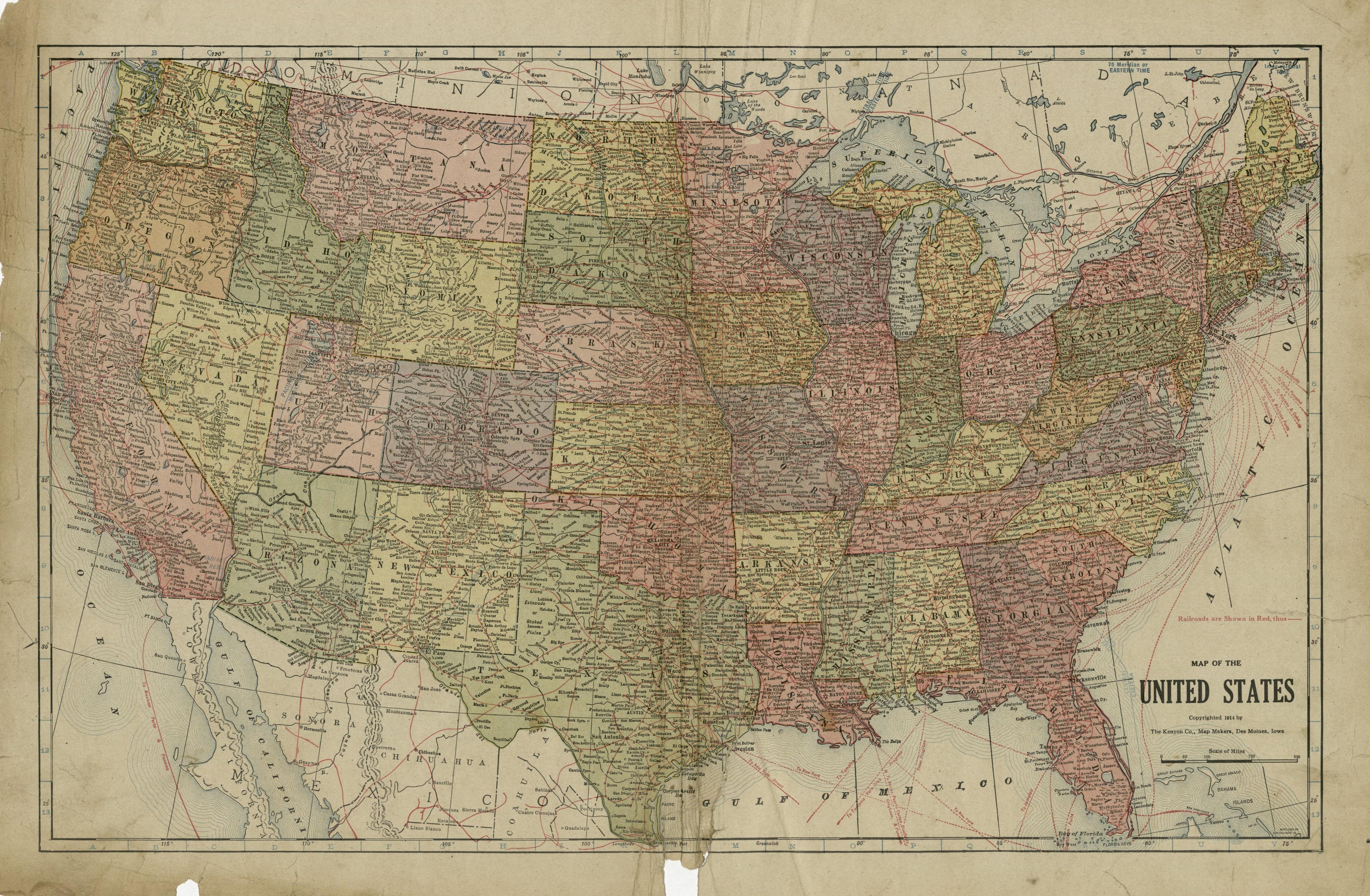 Map of the United States from Atlas and Plat Book of Holt County, Nebraska : Containing Outline Map of the County, Plats of All the Townships With Owners&