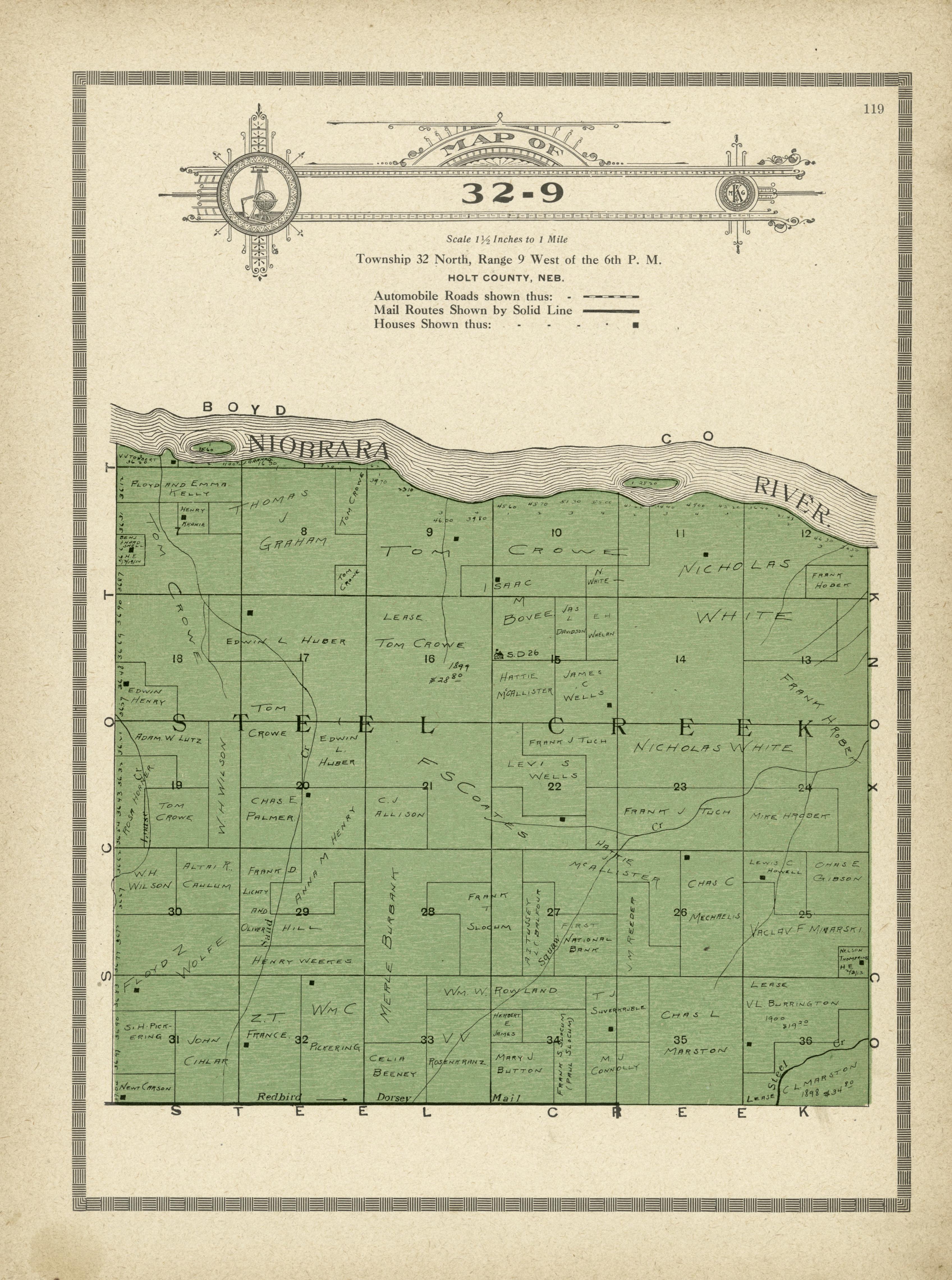 Map of 32-9 from Atlas and Plat Book of Holt County, Nebraska : Containing Outline Map of the County, Plats of All the Townships With Owners&