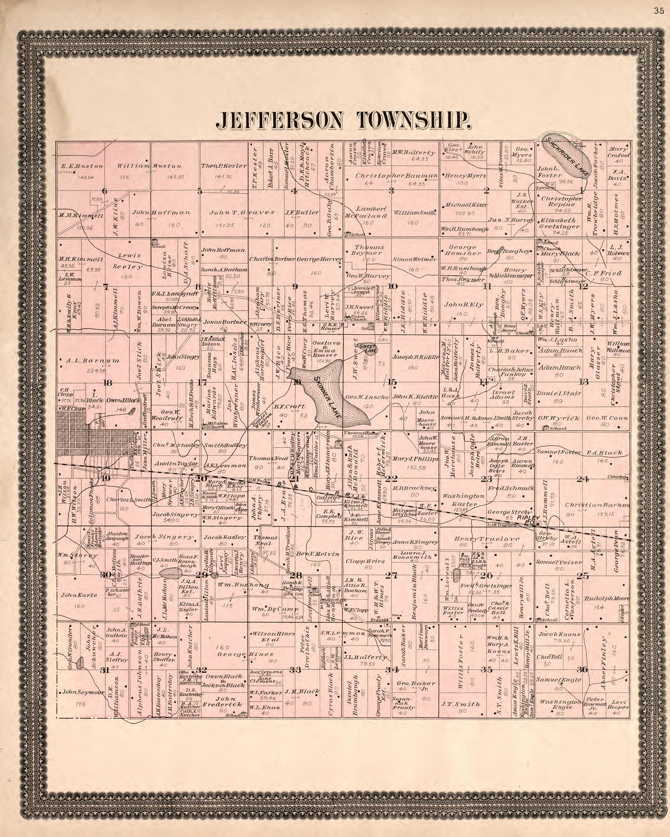 Jefferson Township from Plat Book and Statistical Record of Noble County, Indiana : Containing a Brief History of the County, Townships, Cities and Larger Towns, Together With a Large Map of Indiana and Outline Map … 1893 by Relic Map Company