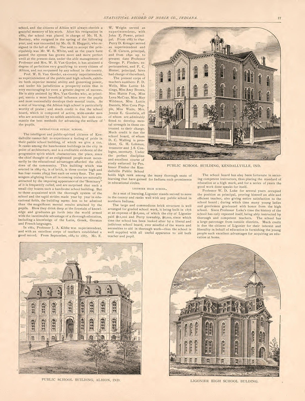 Statistical Record of Noble County, Indiana, Pt. 7 from Plat Book and Statistical Record of Noble County, Indiana : Containing a Brief History of the County, Townships, Cities and Larger Towns, Together With a Large Map of Indiana and Outline Map … 1893 by Relic Map Company