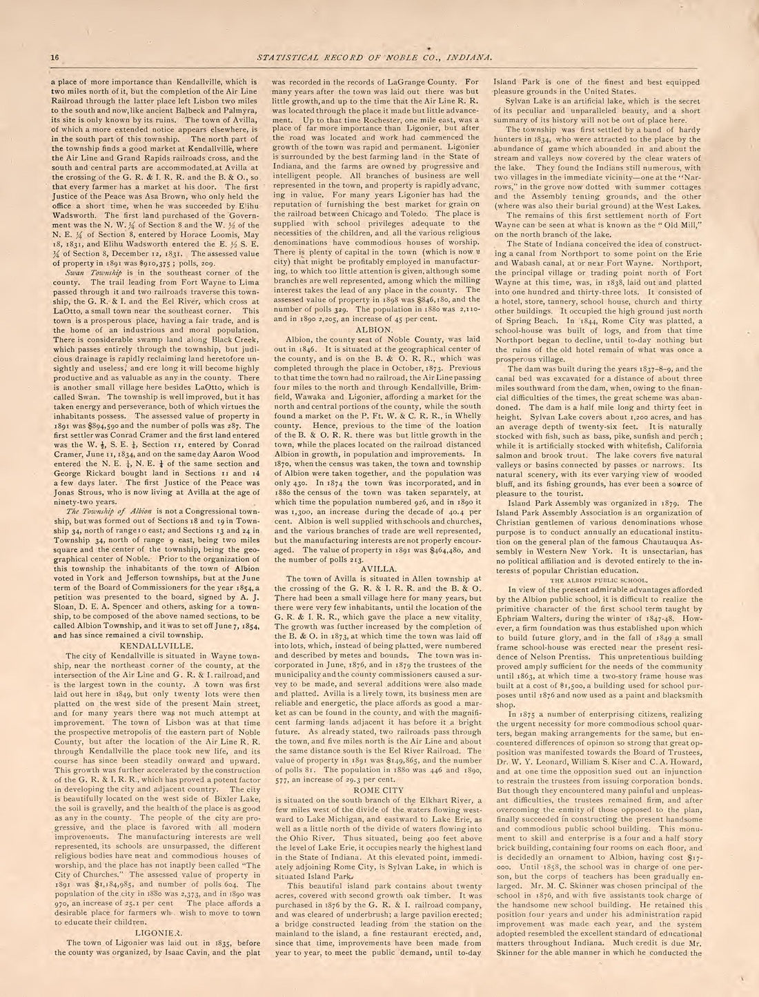 This old map of Indiana, Noble County, was created by Morrow, O. (Oliver) in 1893