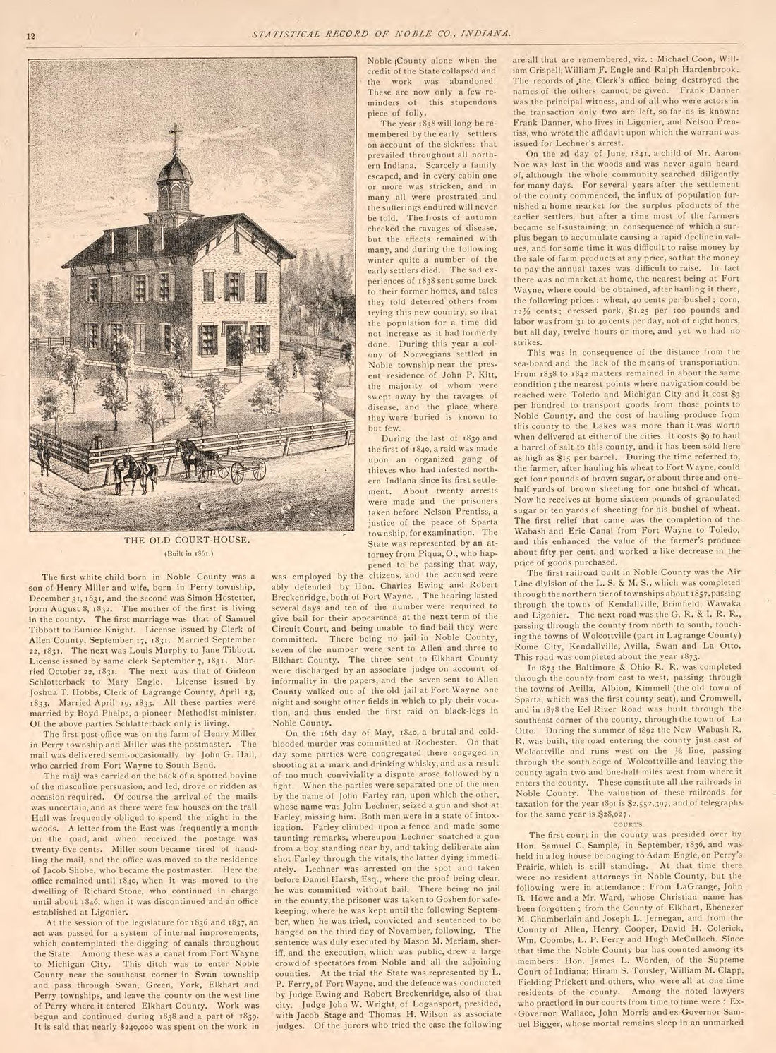 This old map of Indiana, Noble County, was created by Morrow, O. (Oliver) in 1893