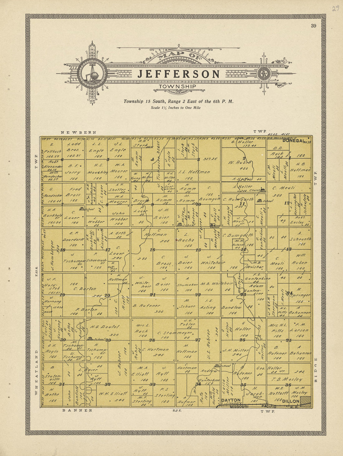 This old map of Dickinson County, Kansas, was created by Capper, Arthur|Kenyon Company (Des Moines, Iowa) in 1909
