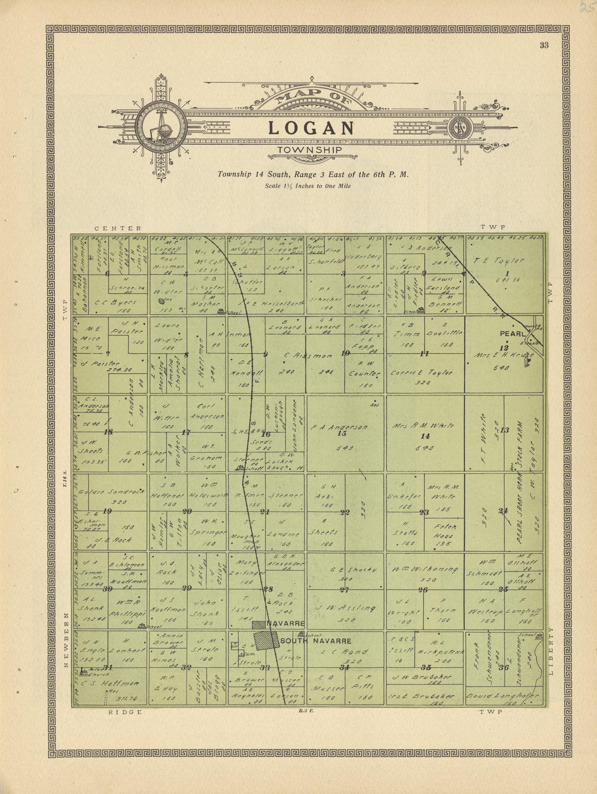 Logan Township from Plat Book and Complete Survey of Dickinson County, Kansas : Containing Plats of Townships and Incorporated Towns, Also Maps of the State, United States and World, With an Outline Map of Dickinson … 1909 by Relic Map Company