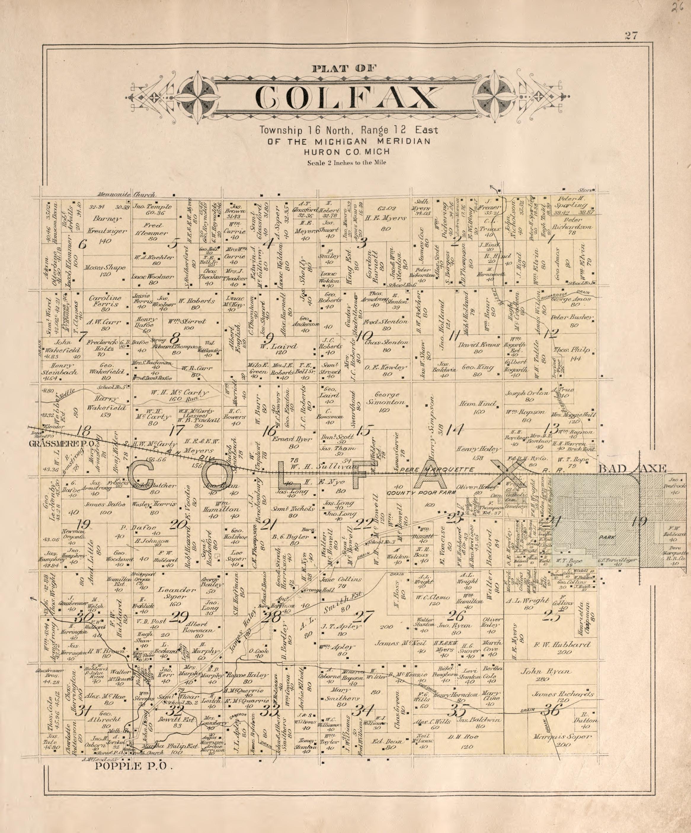 Colfax from Plat Book of Huron County, Michigan : Also Patron&