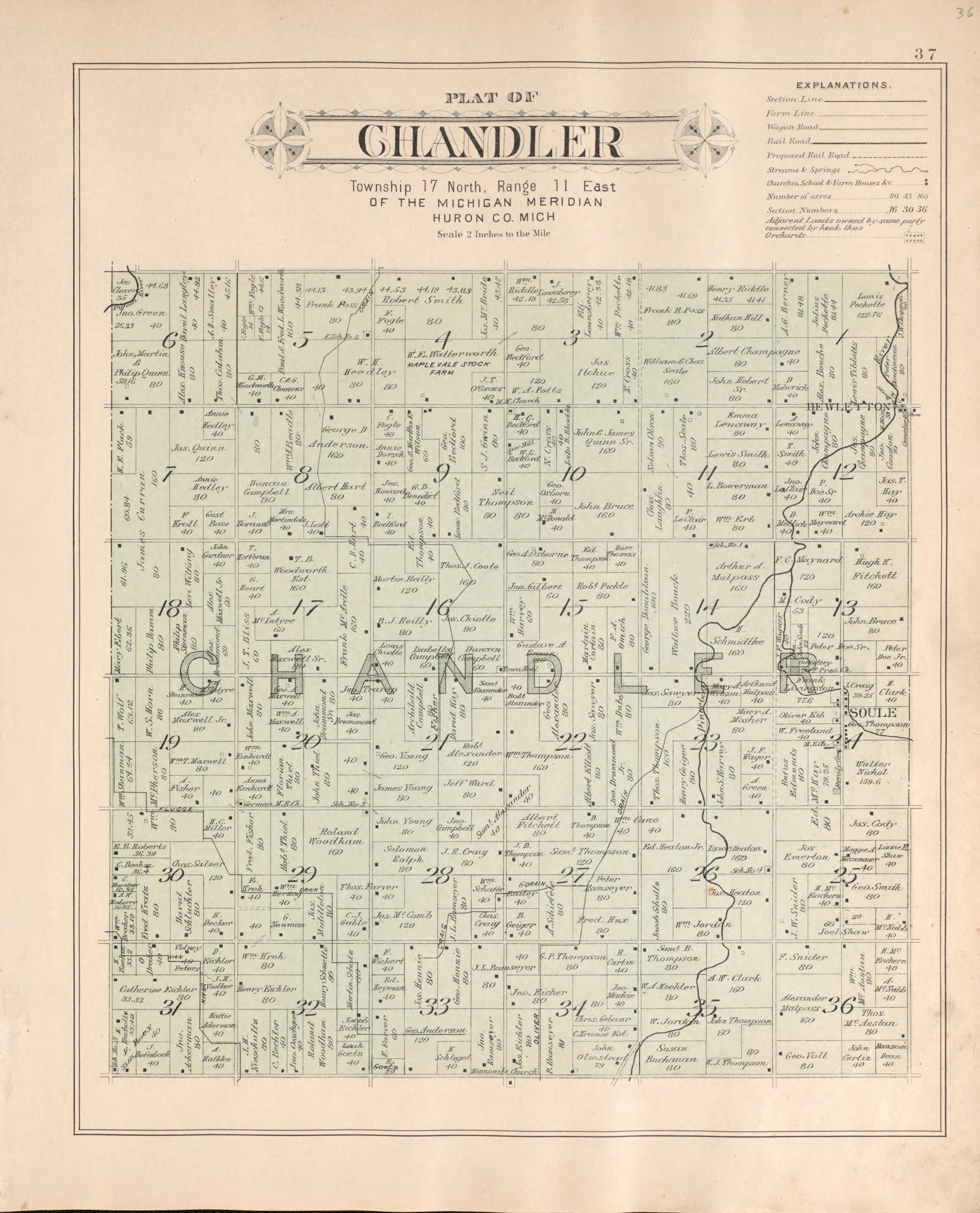 Chandler from Plat Book of Huron County, Michigan : Also Patron&