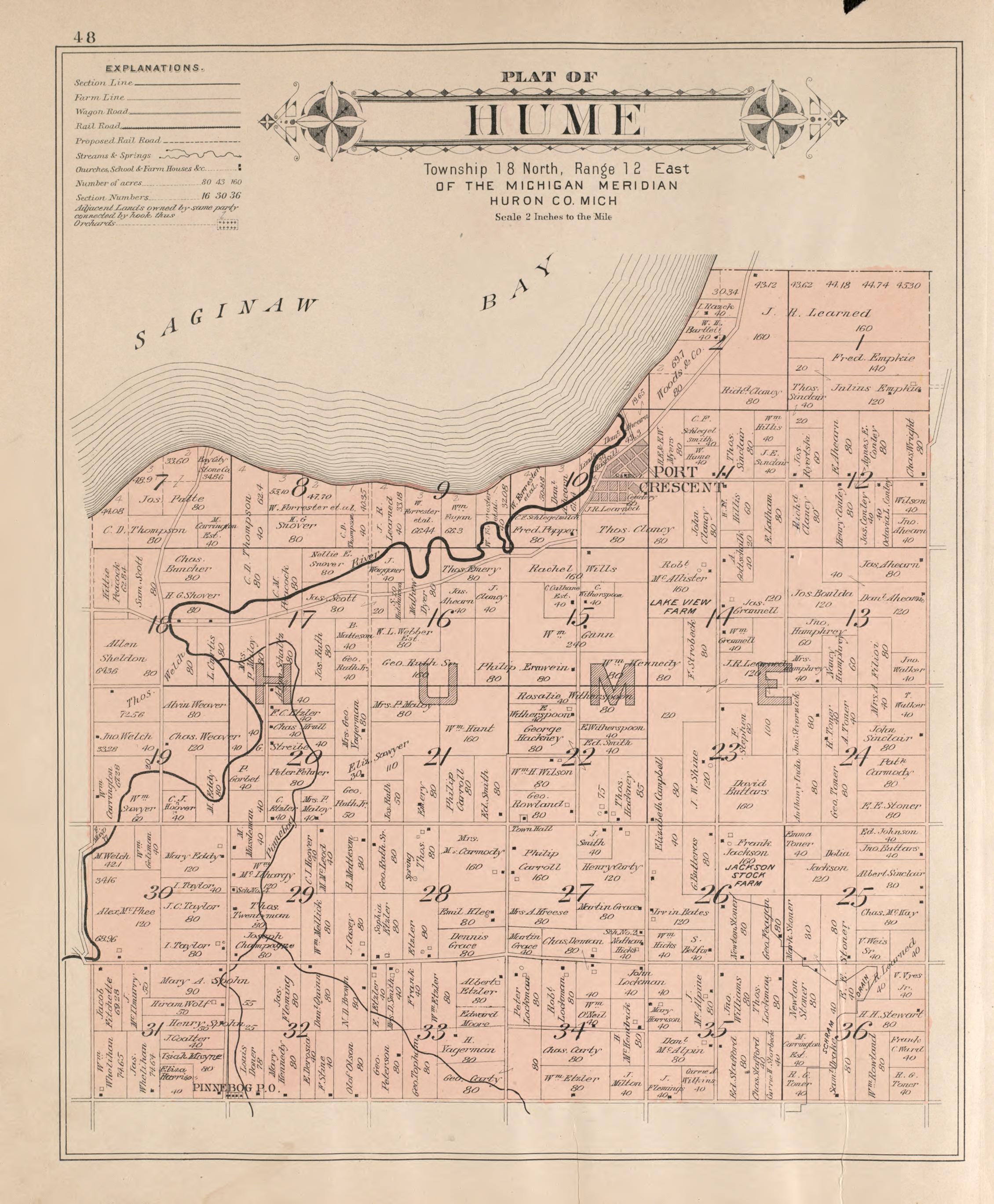 Hume from Plat Book of Huron County, Michigan : Also Patron&