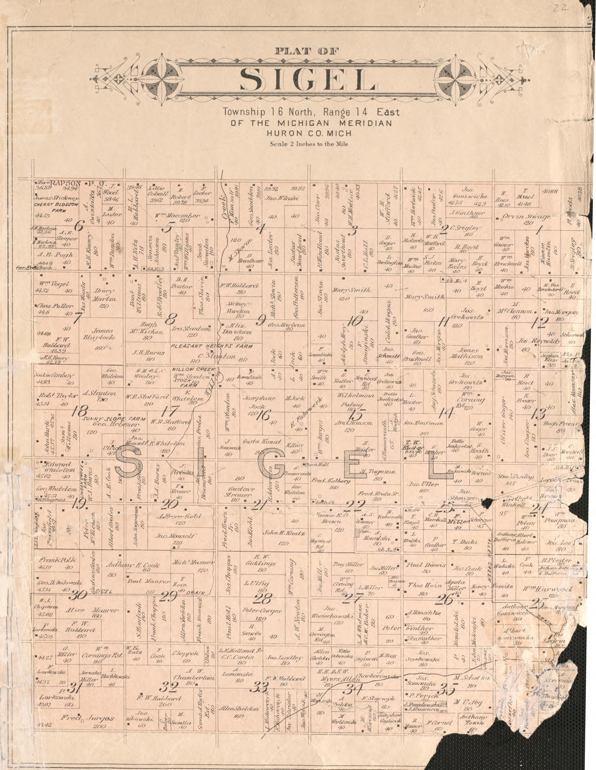 Sigel from Plat Book of Huron County, Michigan : Also Patron&