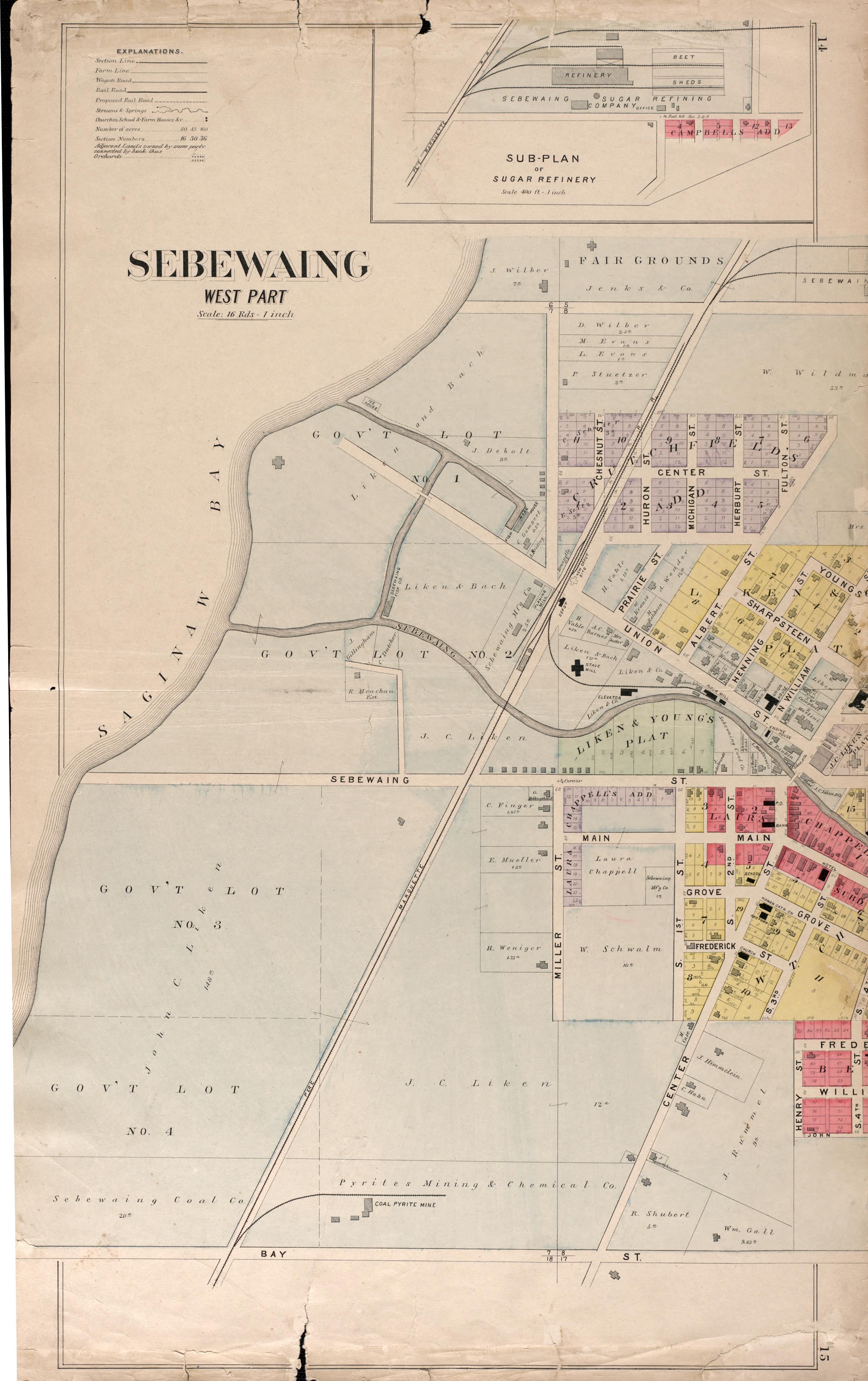Sebewaing--West Part from Plat Book of Huron County, Michigan : Also Patron&